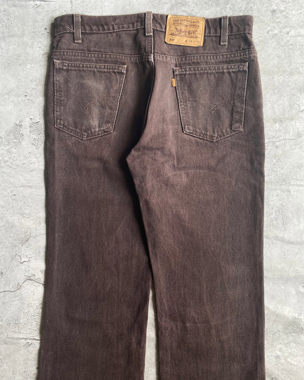 1990S DARK BROWN LEVI'S 517 FLARE JEANS (34X32)