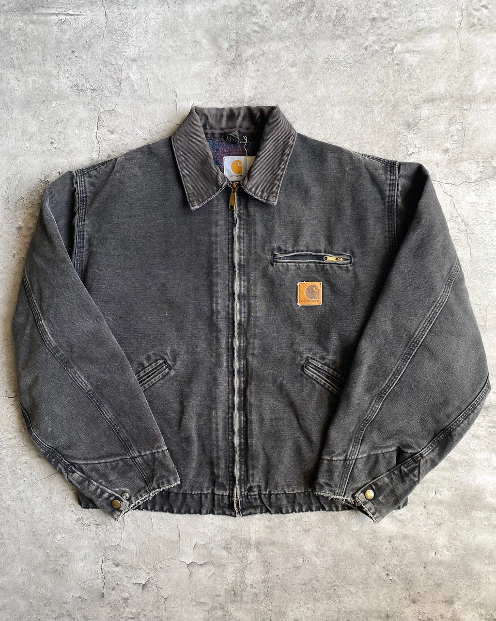 1990S FADED BLACK CARHARTT DETROIT JACKET (L)