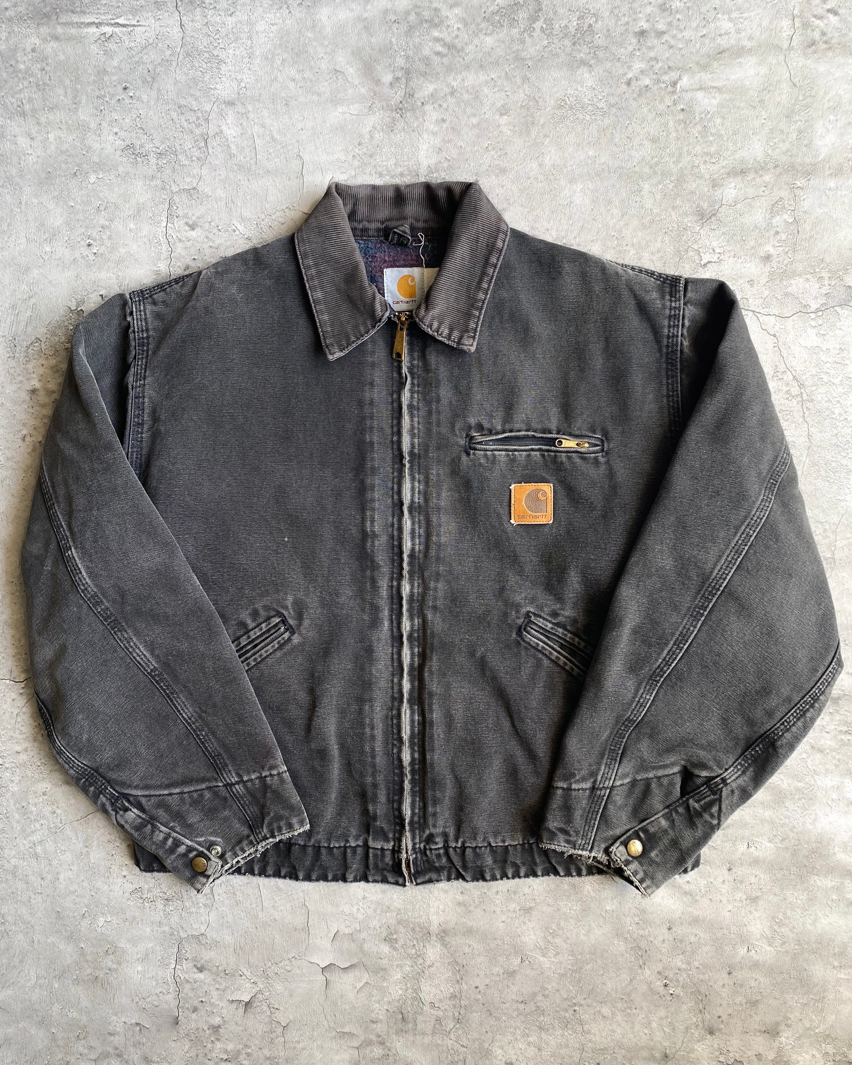 1990S FADED BLACK CARHARTT DETROIT JACKET (L)