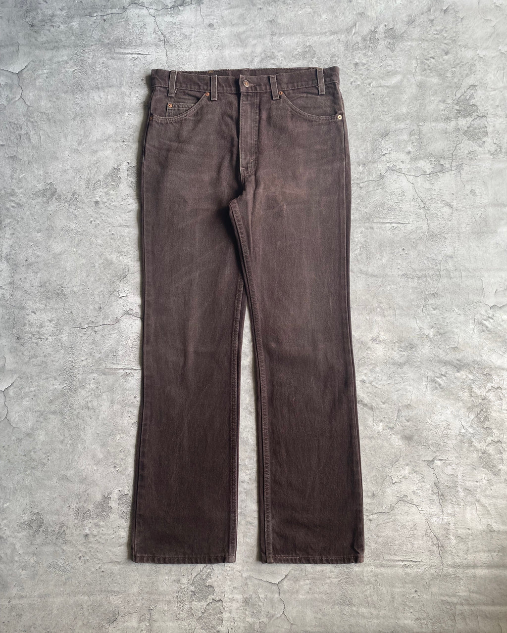 1990S DARK BROWN LEVI'S 517 FLARE JEANS (34X32)