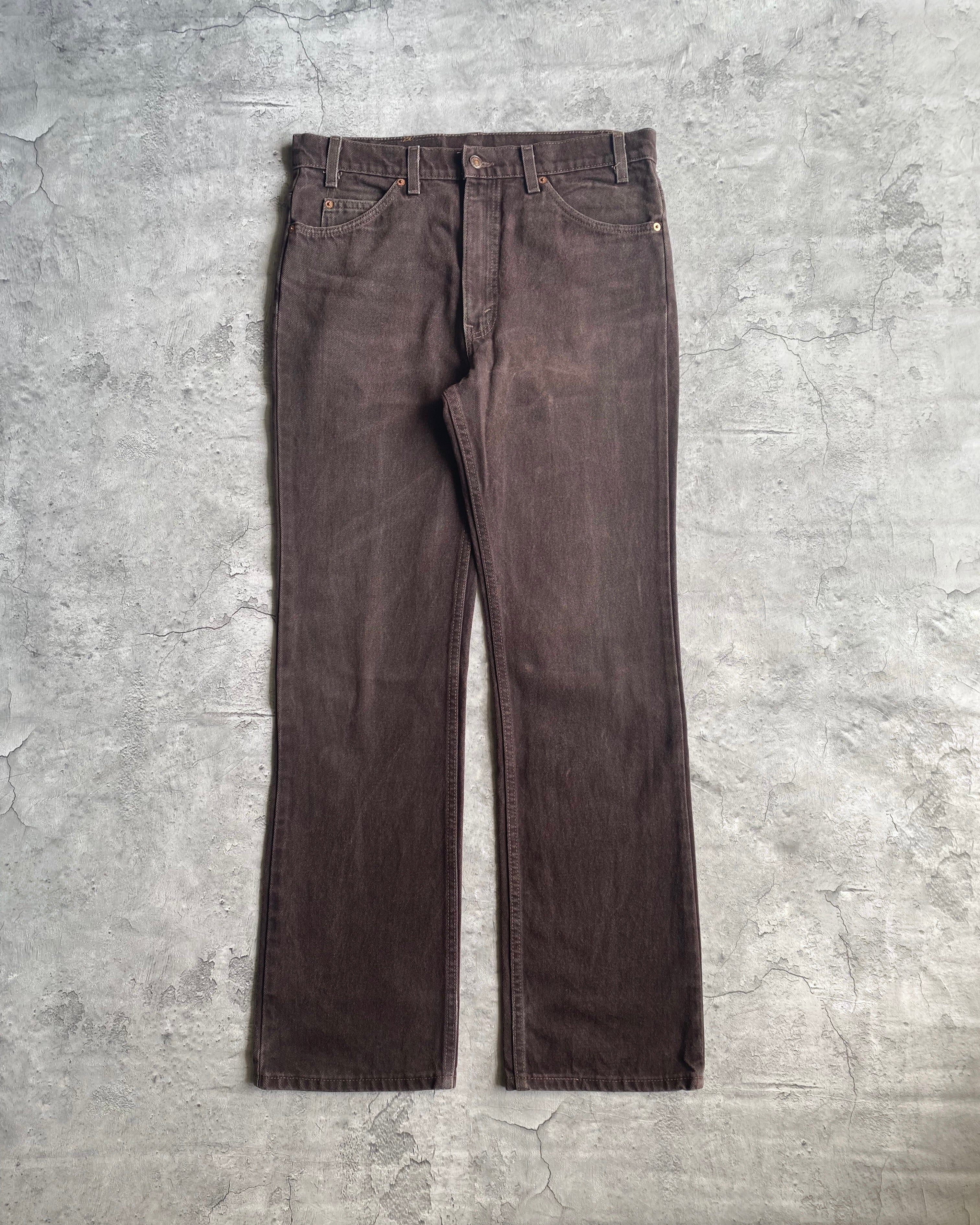 1990S DARK BROWN LEVI'S 517 FLARE JEANS (34X32)
