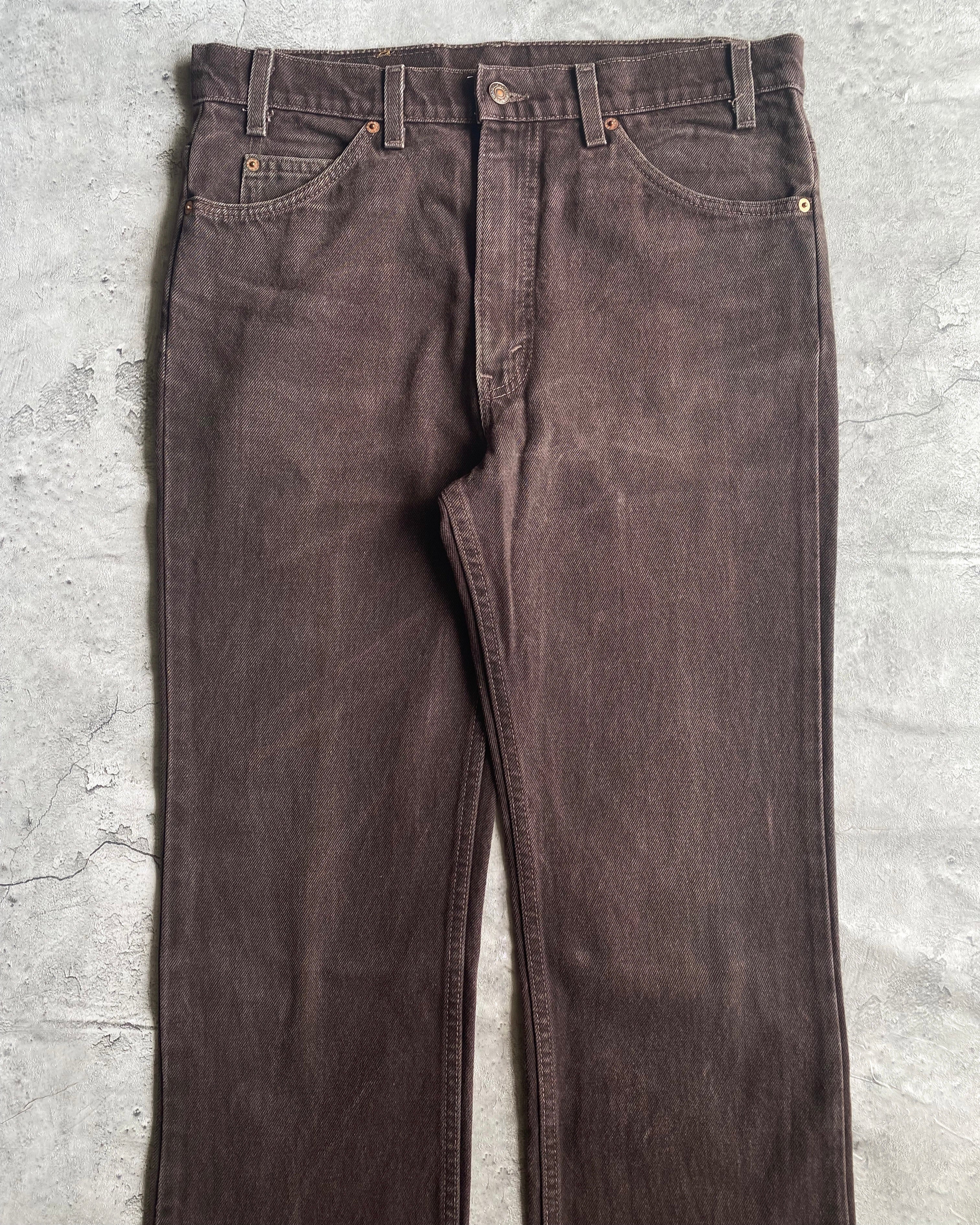 1990S DARK BROWN LEVI'S 517 FLARE JEANS (34X32)