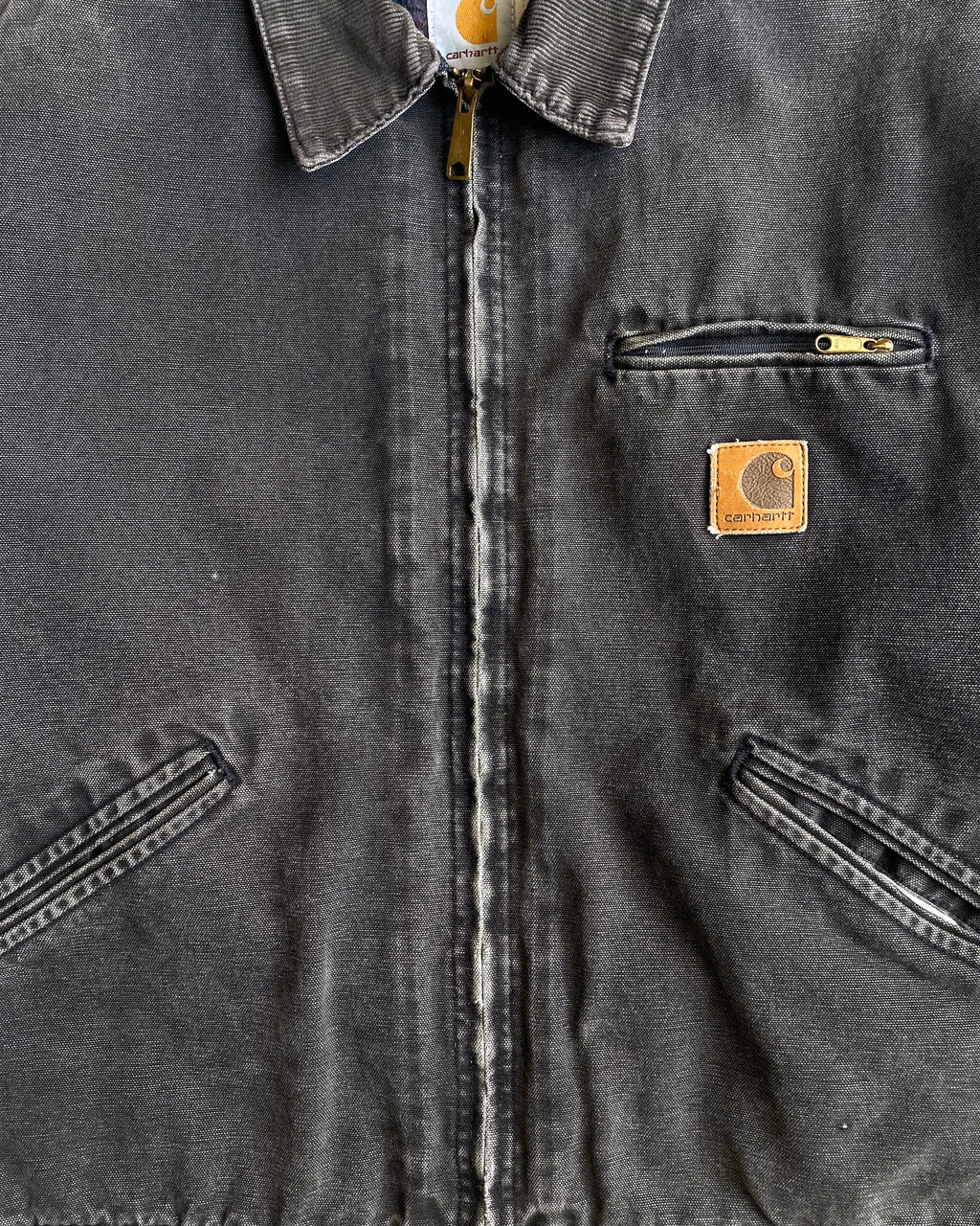 1990S FADED BLACK CARHARTT DETROIT JACKET (L)