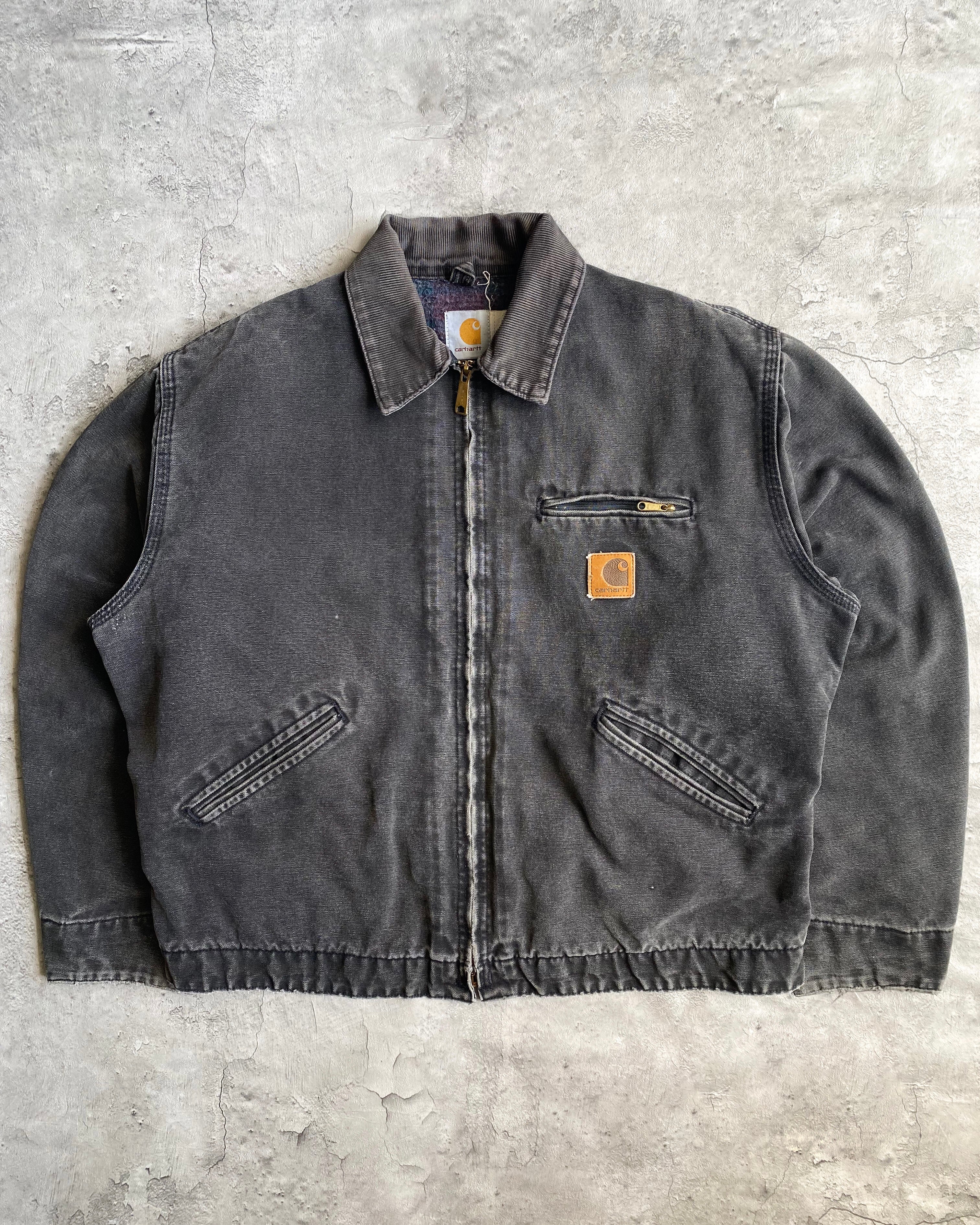 1990S FADED BLACK CARHARTT DETROIT JACKET (L)