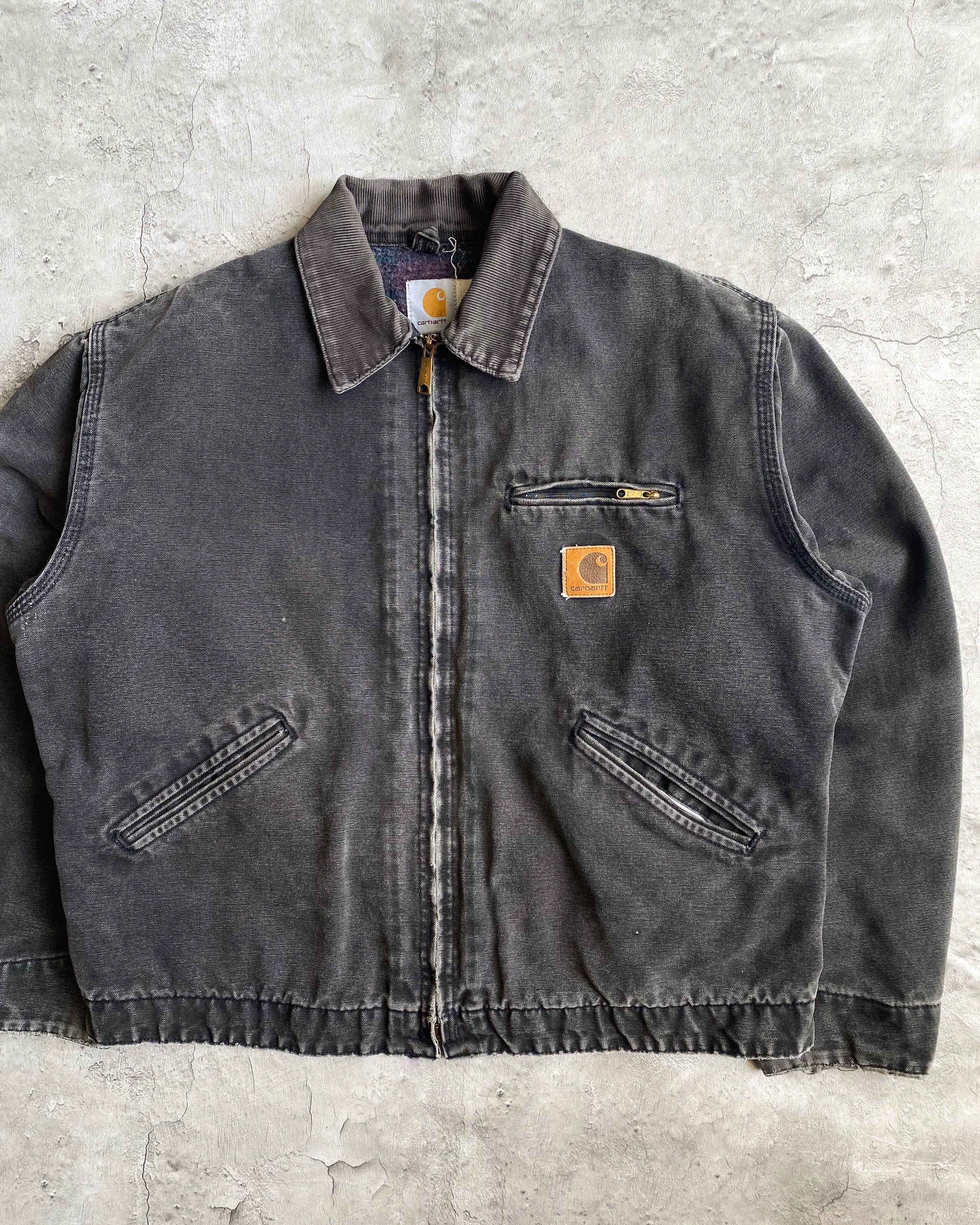 1990S FADED BLACK CARHARTT DETROIT JACKET (L)