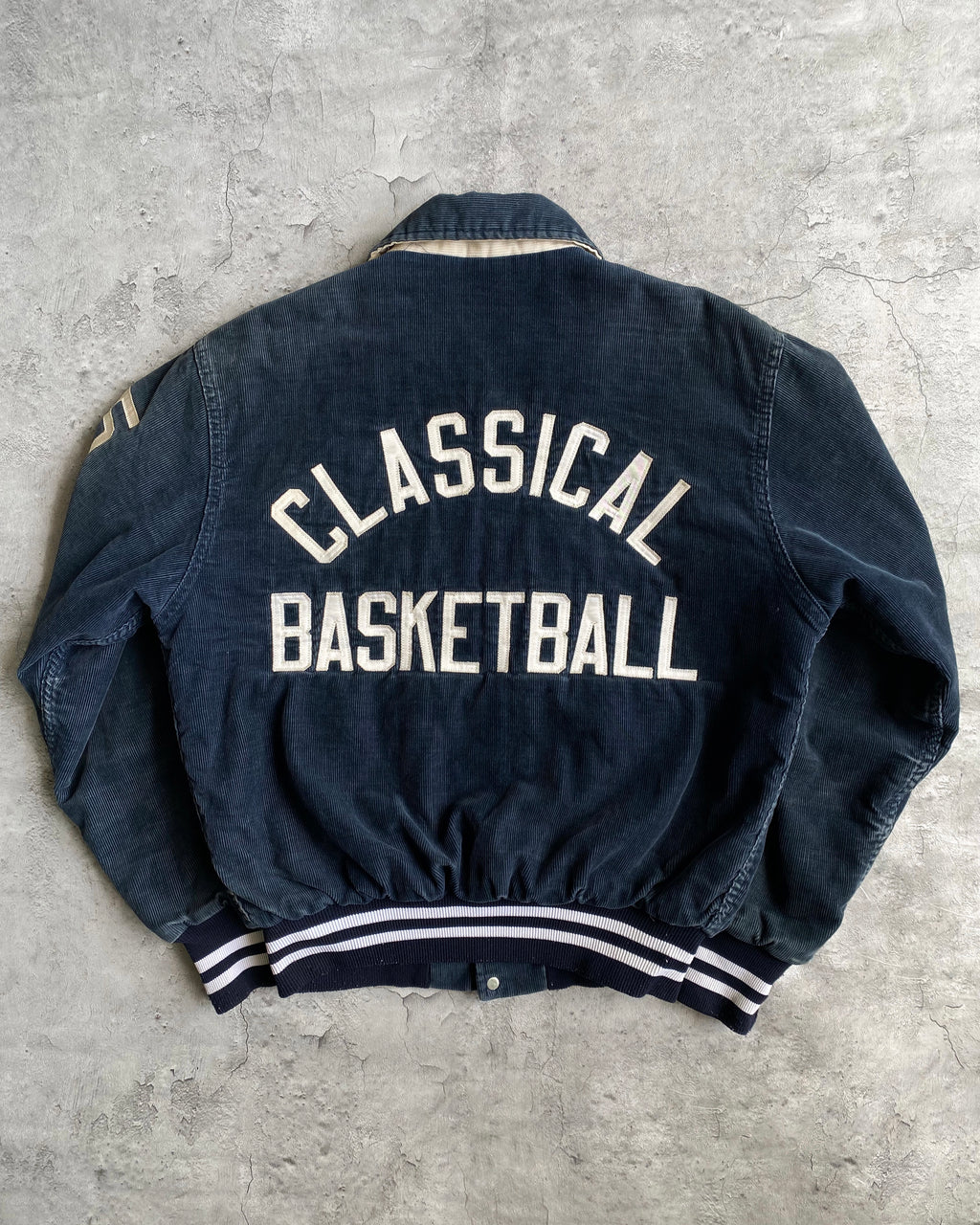 1980S 'CLASSICAL BASKETBALL' CORDUROY VARSITY JACKET (M)