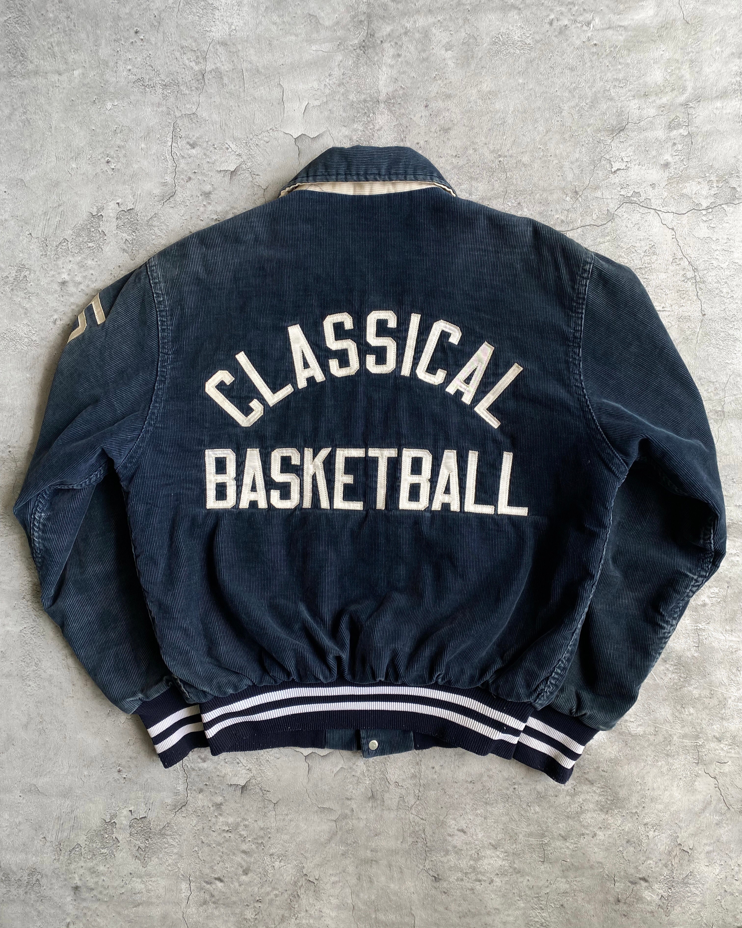 1980S 'CLASSICAL BASKETBALL' CORDUROY VARSITY JACKET (M)