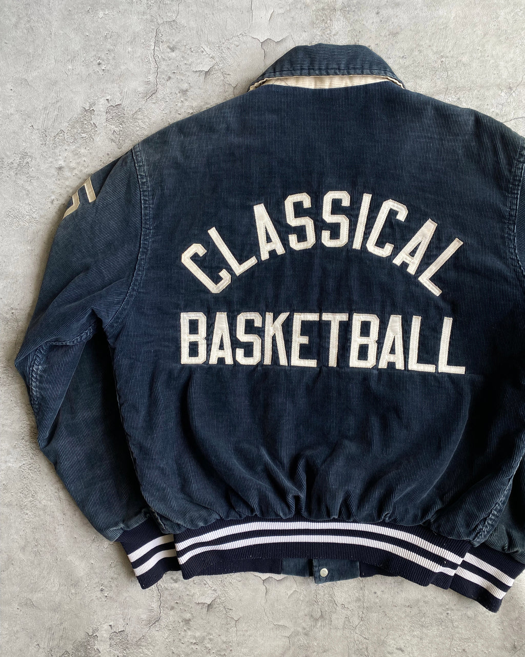 1980S 'CLASSICAL BASKETBALL' CORDUROY VARSITY JACKET (M)