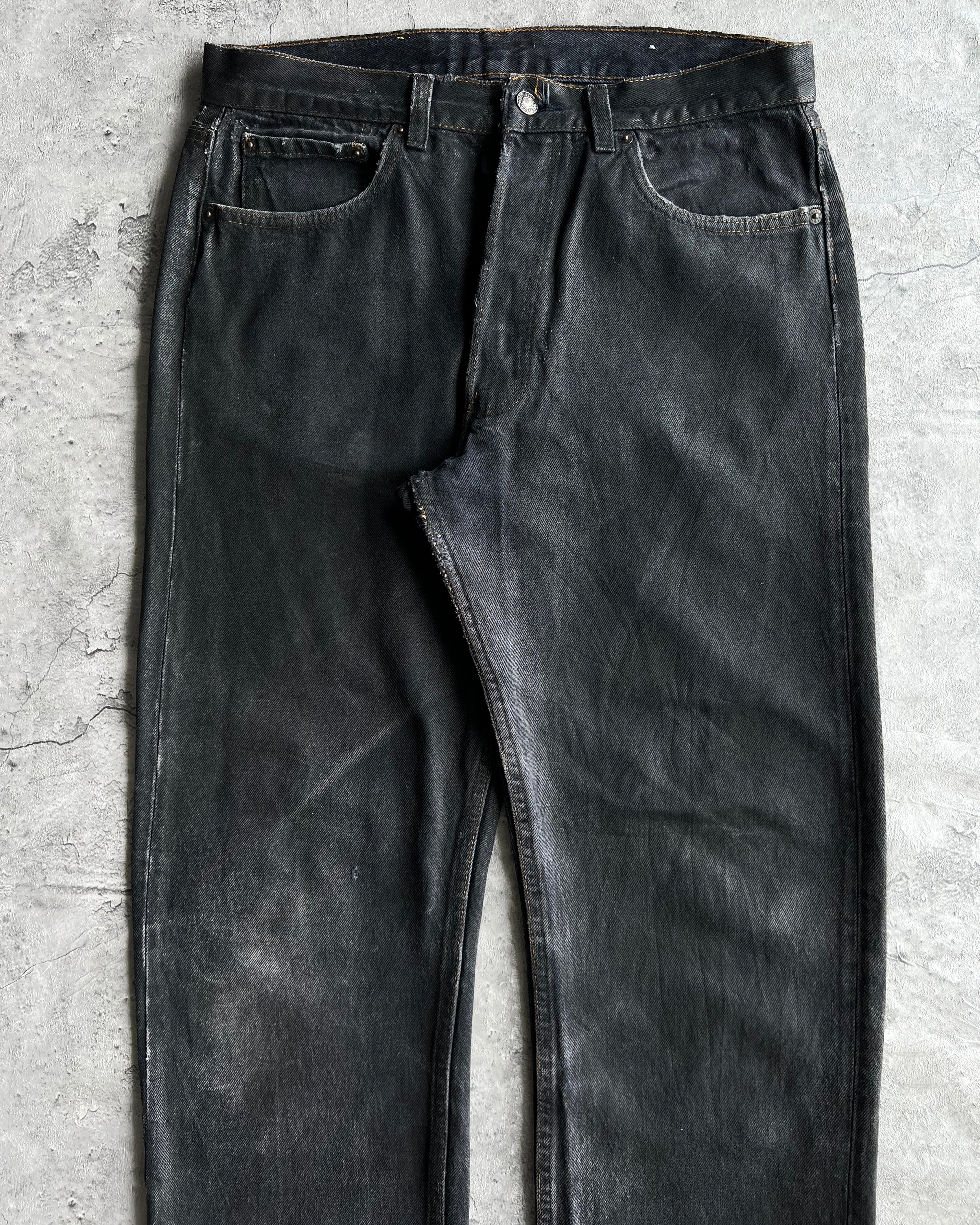 1990S WAXED BLACK LEVI'S 501 JEANS (33X32)