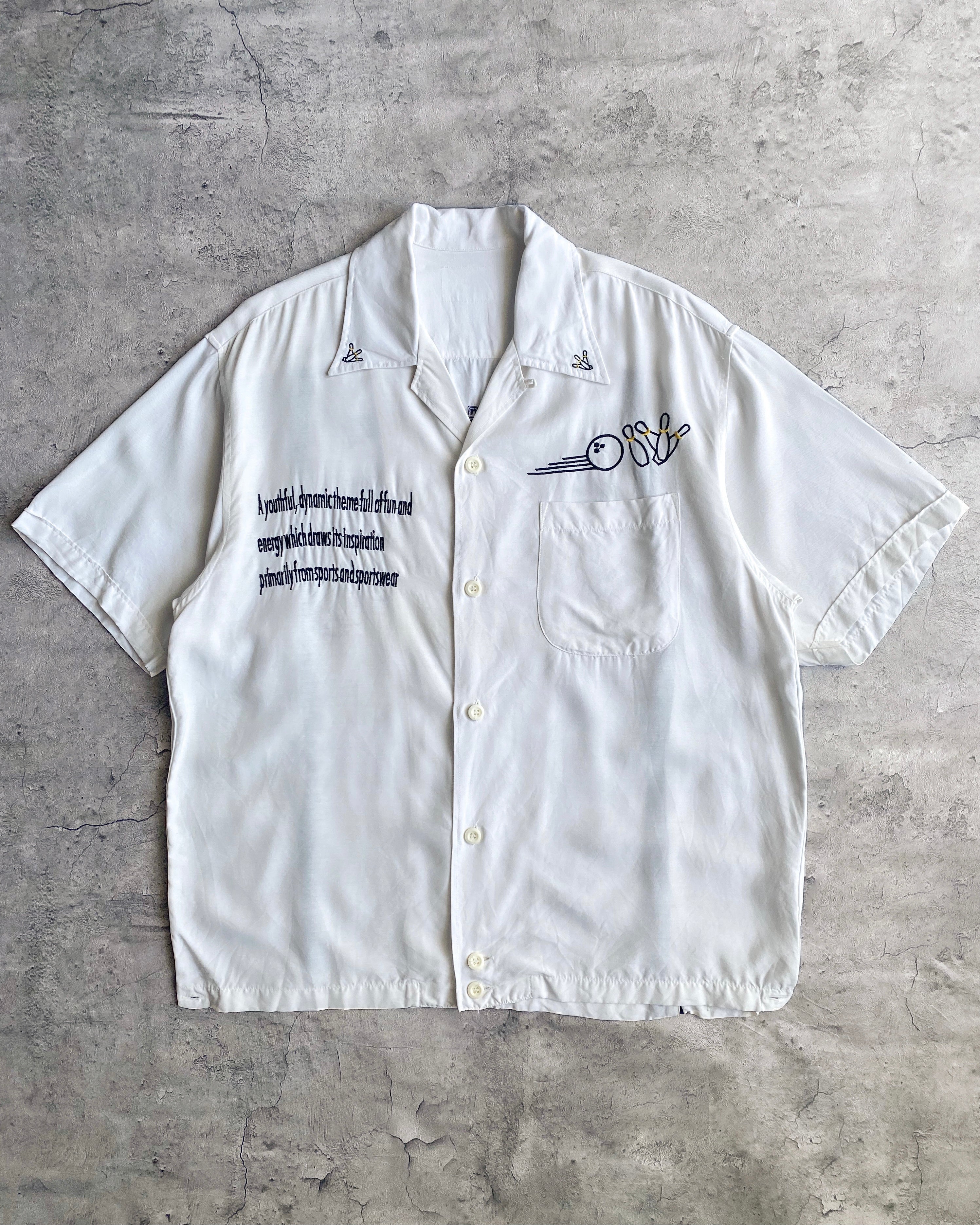 1990S 'EXICITING LEAGUE" RAYON BOWLING SHIRT (S-L)