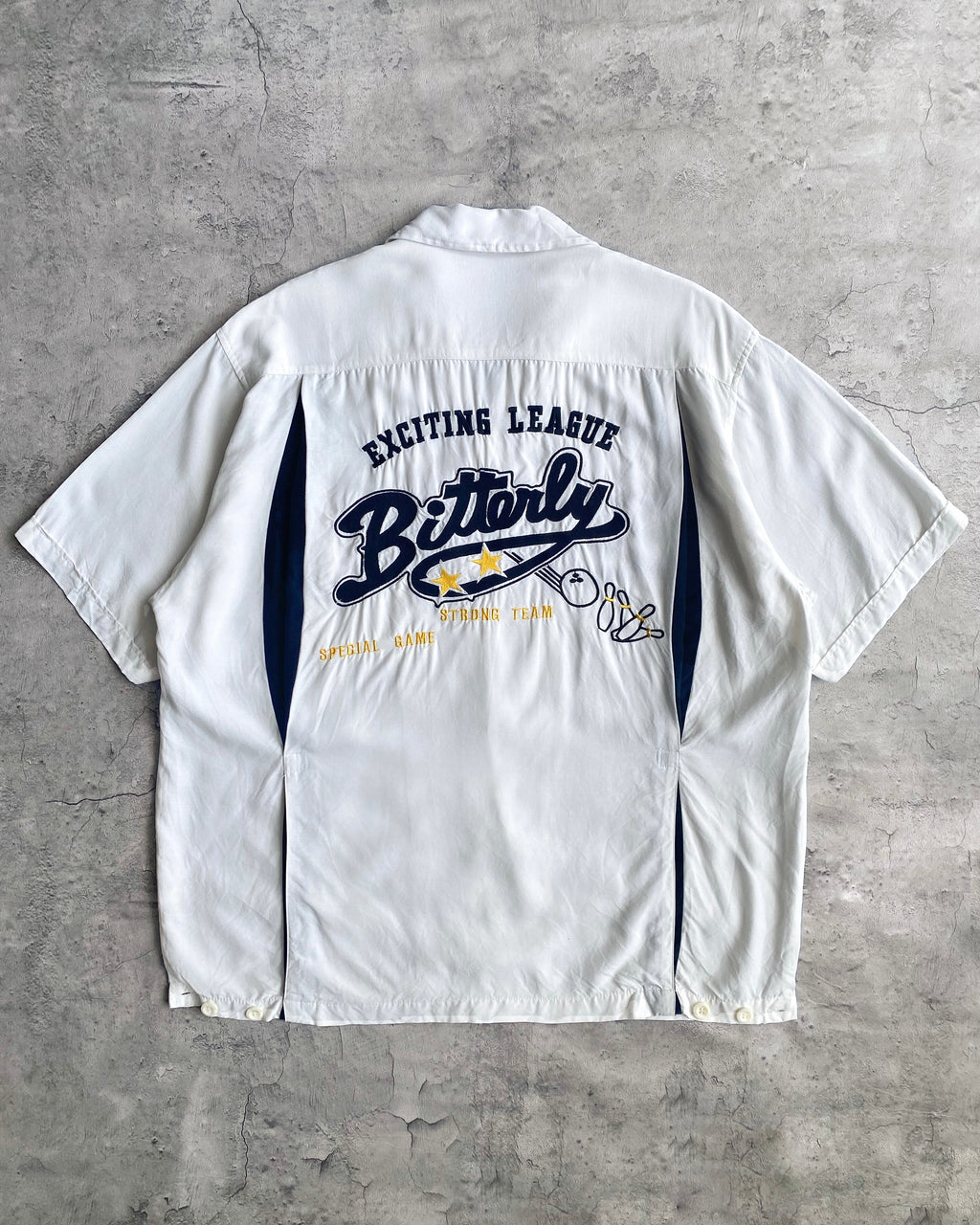 1990S 'EXICITING LEAGUE" RAYON BOWLING SHIRT (S-L)