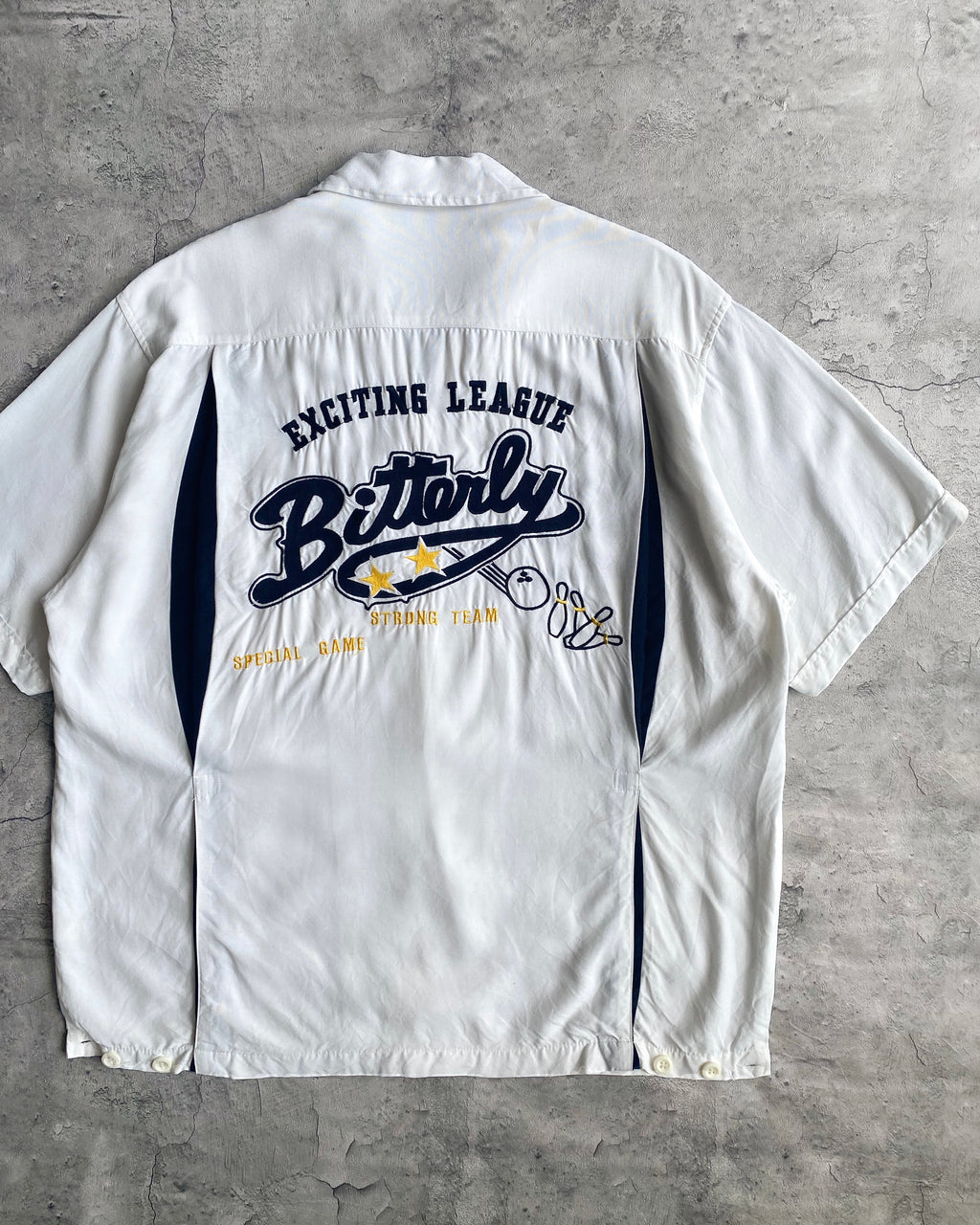 1990S 'EXICITING LEAGUE" RAYON BOWLING SHIRT (S-L)