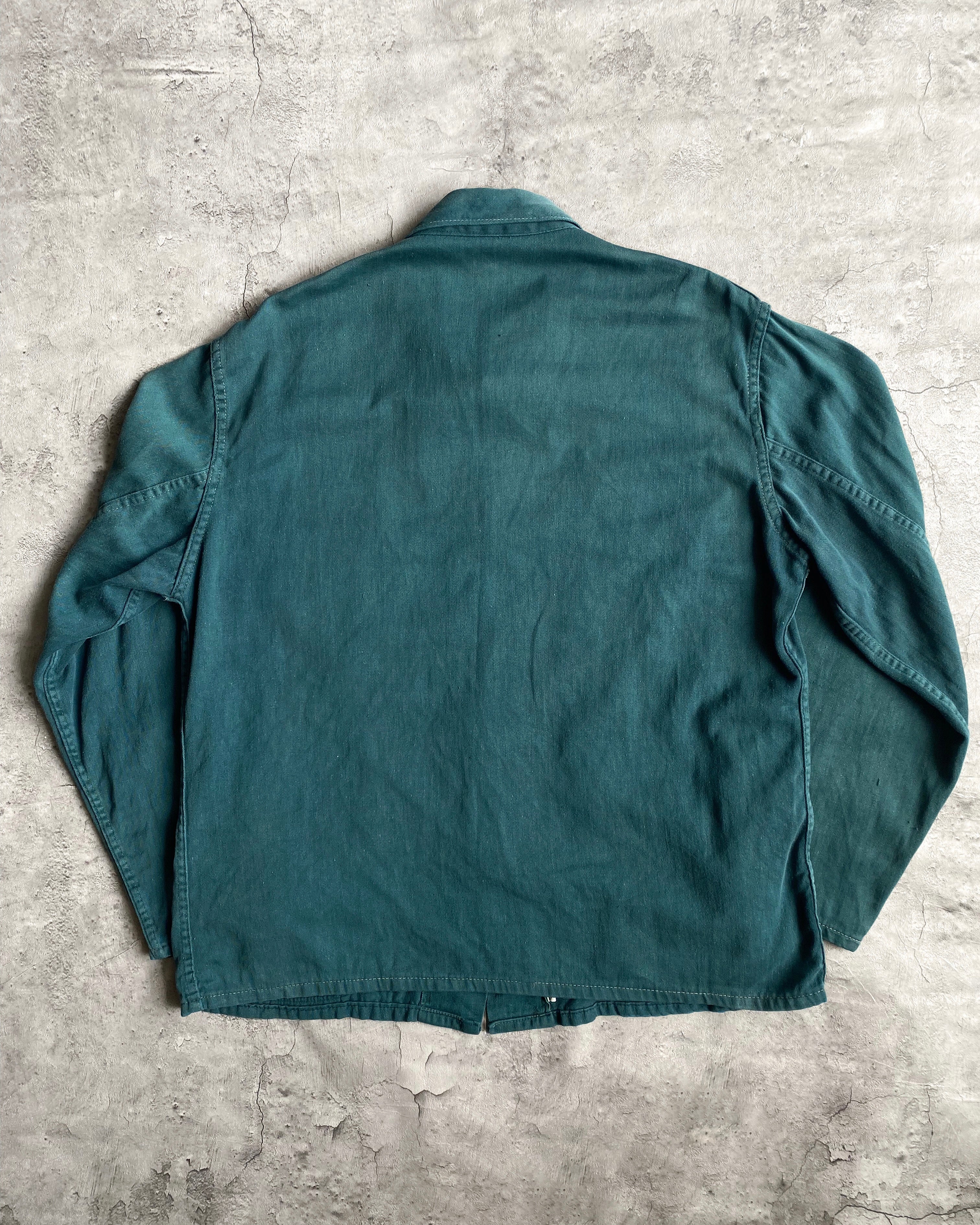 1980S BORO/SASHIKO EMERALD GREEN EUROPEAN CHORE JACKET (M/L)