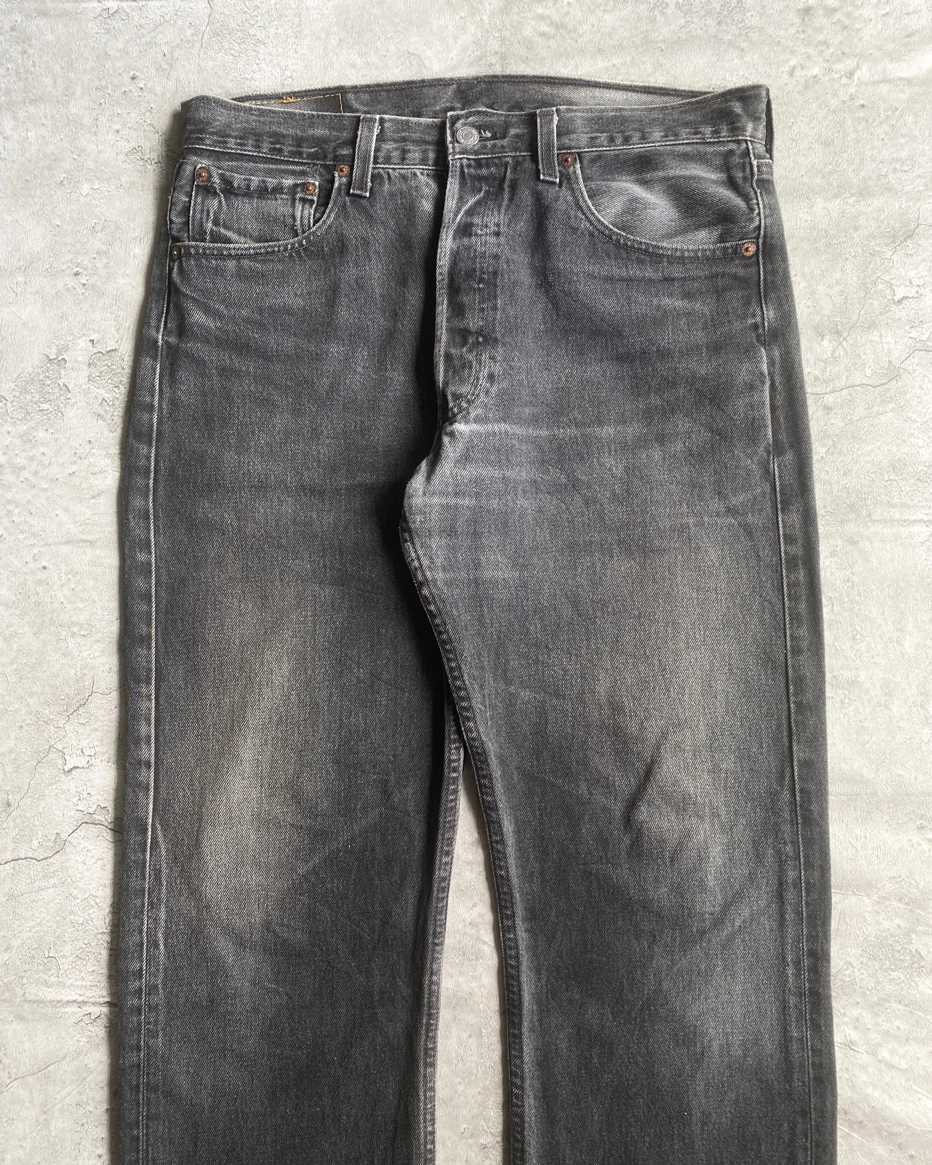 1990S FADED BLACK LEVI'S 501 JEANS (33X32)