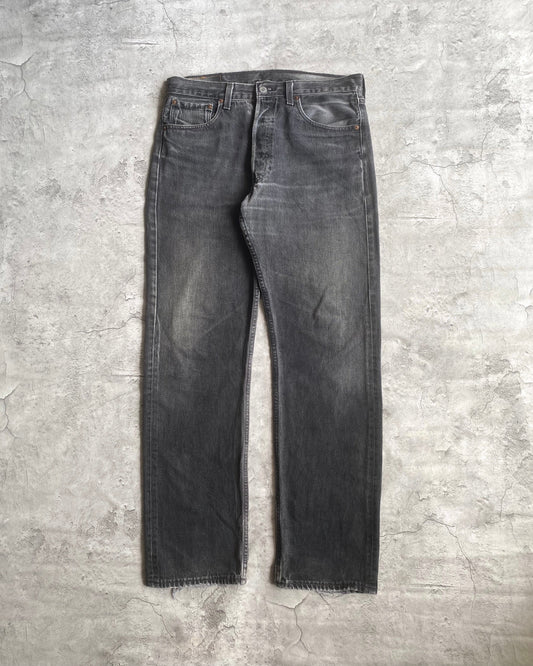 1990S FADED BLACK LEVI'S 501 JEANS (33X32)