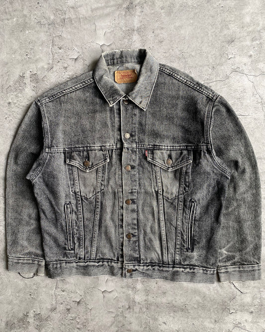 1980S FADED BLACK LEVI'S TYPE III DENIM TRUCKER JACKET (M)