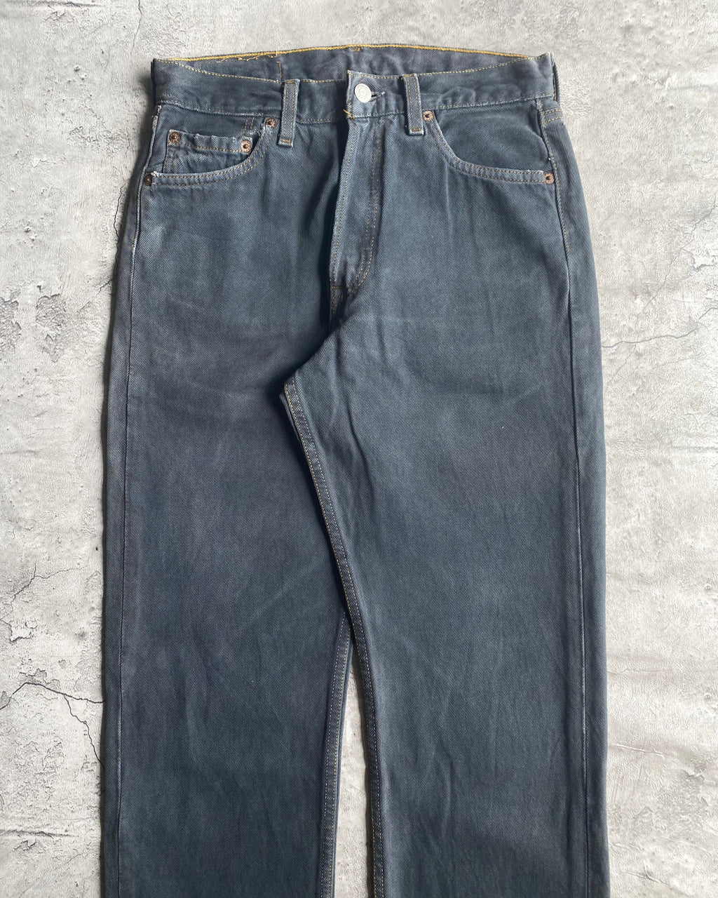 1990S GREY/BLUE LEVI'S 501 RELEASED HEM JEANS (29X30)