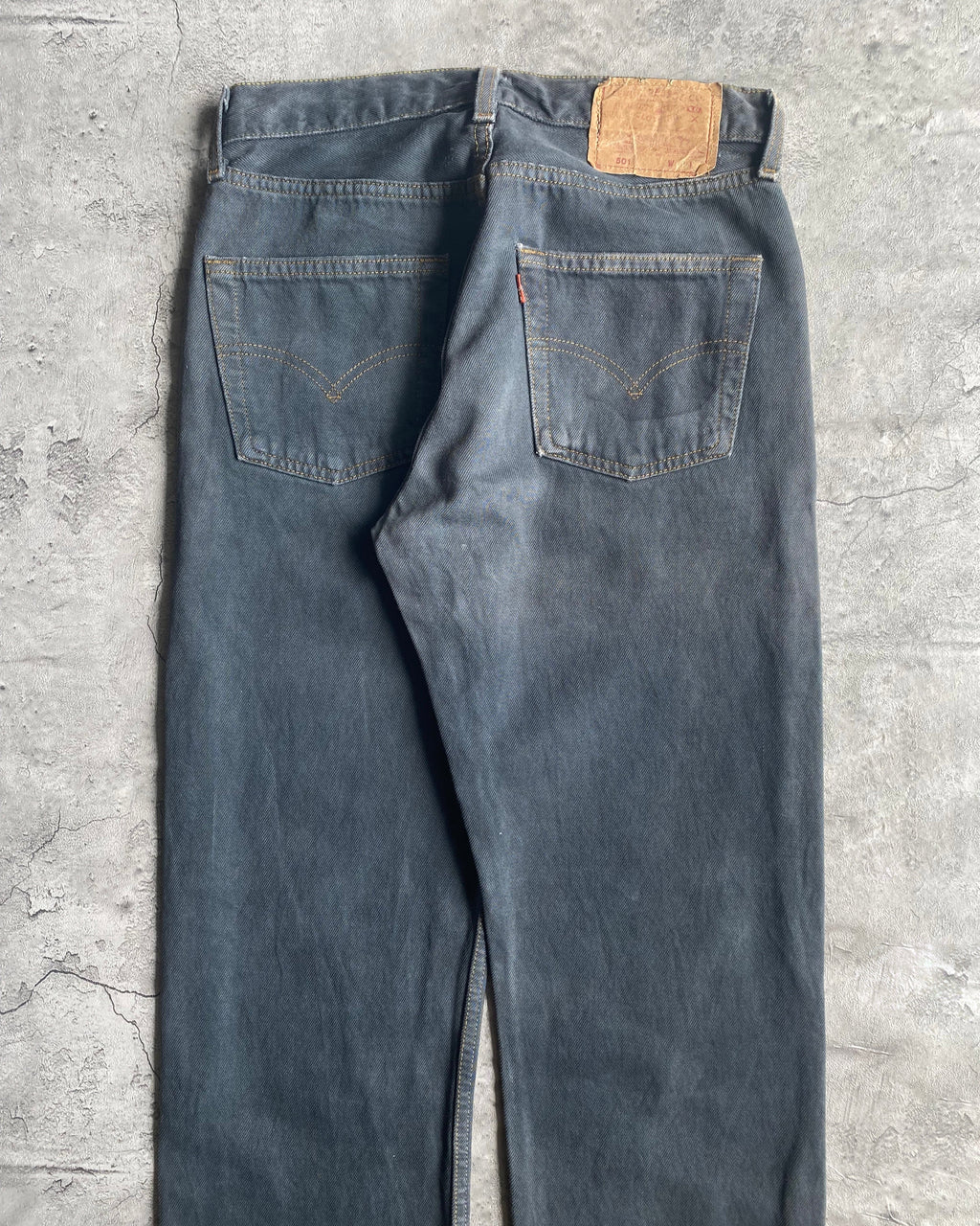 1990S GREY/BLUE LEVI'S 501 RELEASED HEM JEANS (29X30)