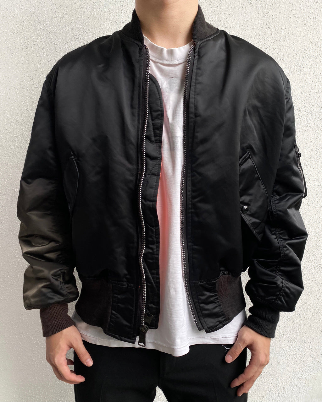 1980S SUN FADED NYLON REVERSIBLE BOMBER JACKET (M-XL)