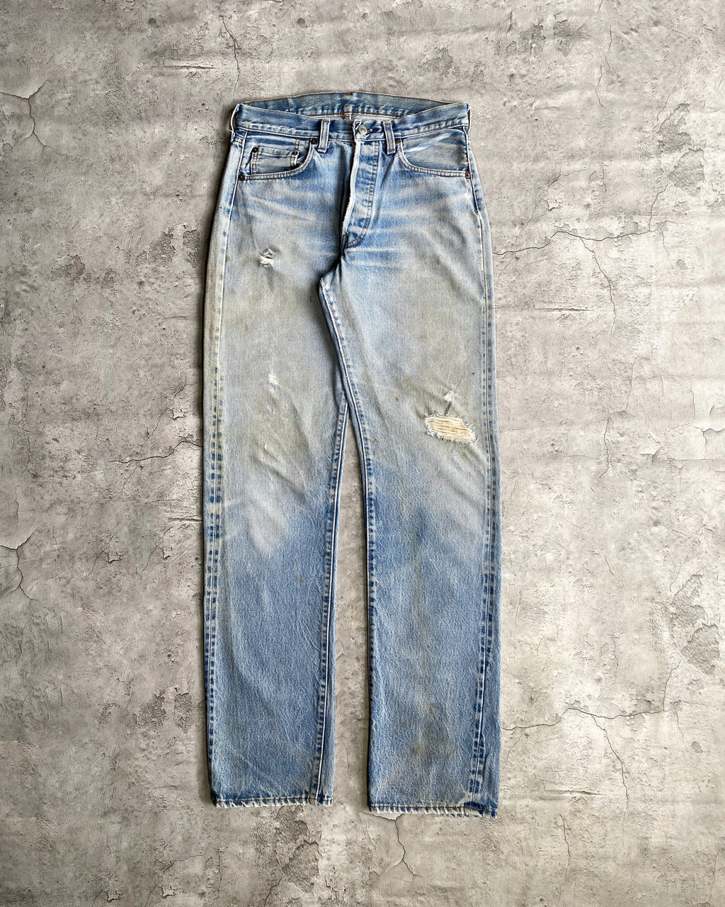 1980S FADED WASHED LEVI'S 501 REDLINE SELVEDGE JEANS (29X33)