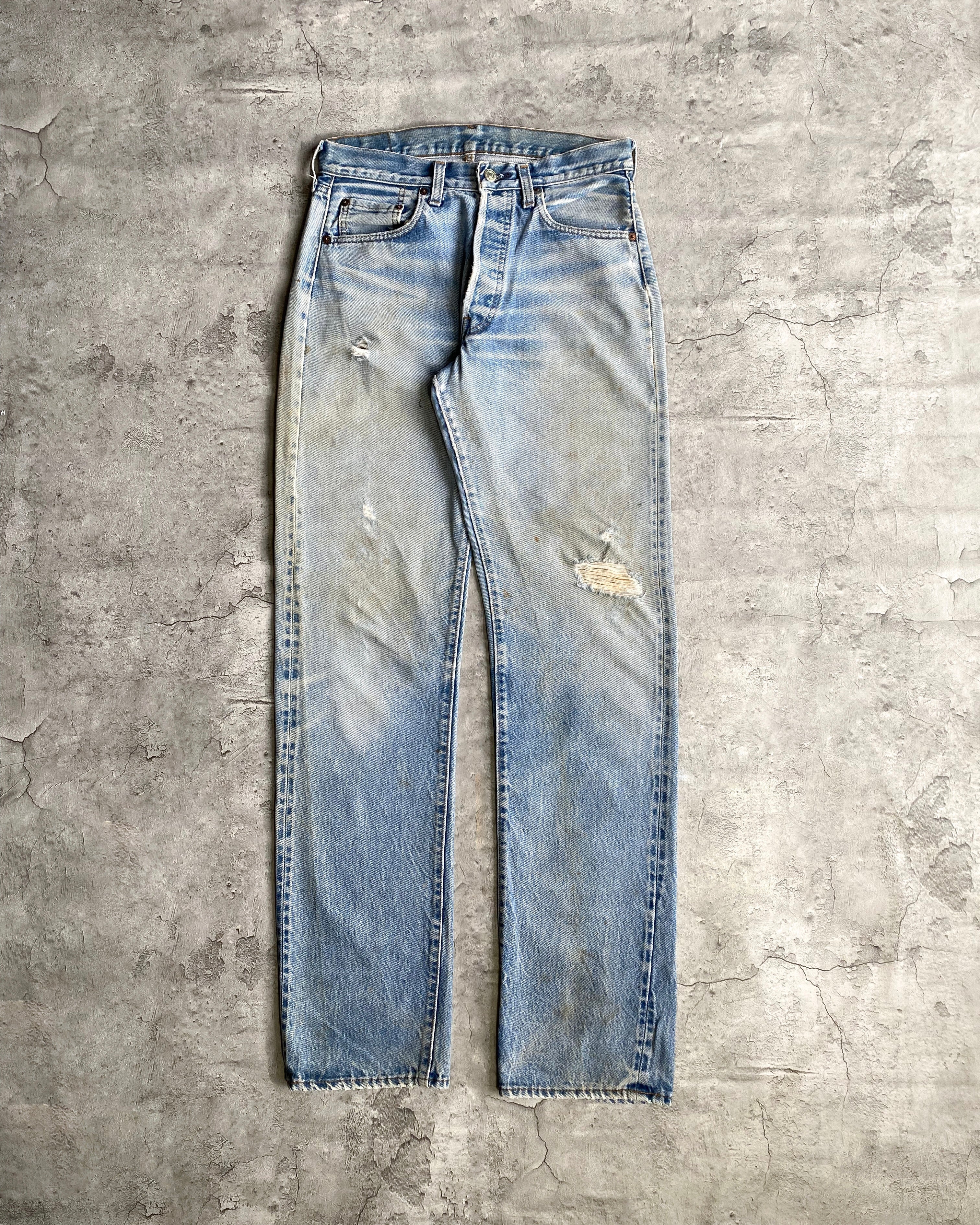1980S FADED WASHED LEVI'S 501 REDLINE SELVEDGE JEANS (29X33)