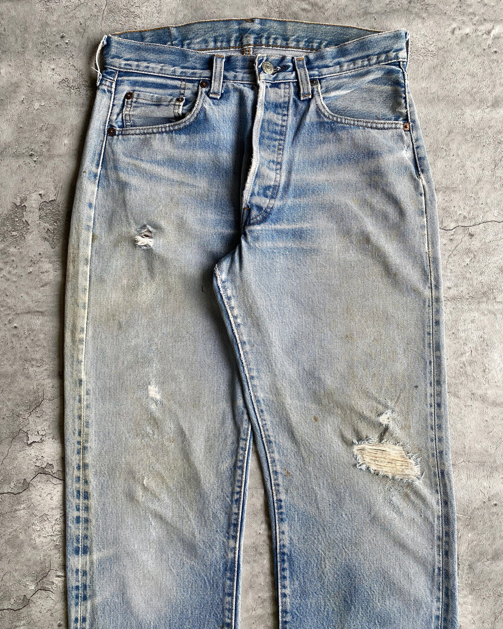 1980S FADED WASHED LEVI'S 501 REDLINE SELVEDGE JEANS (29X33)