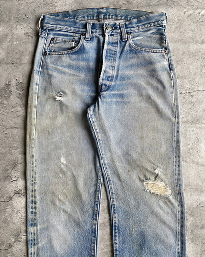 1980S FADED WASHED LEVI'S 501 REDLINE SELVEDGE JEANS (29X33)