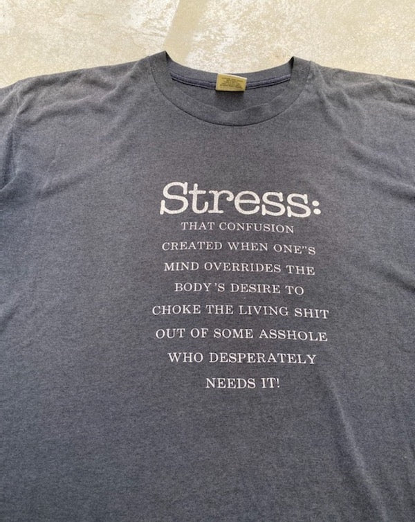 1980S ‘STRESS’ BLACK -FADED TEE (XL)