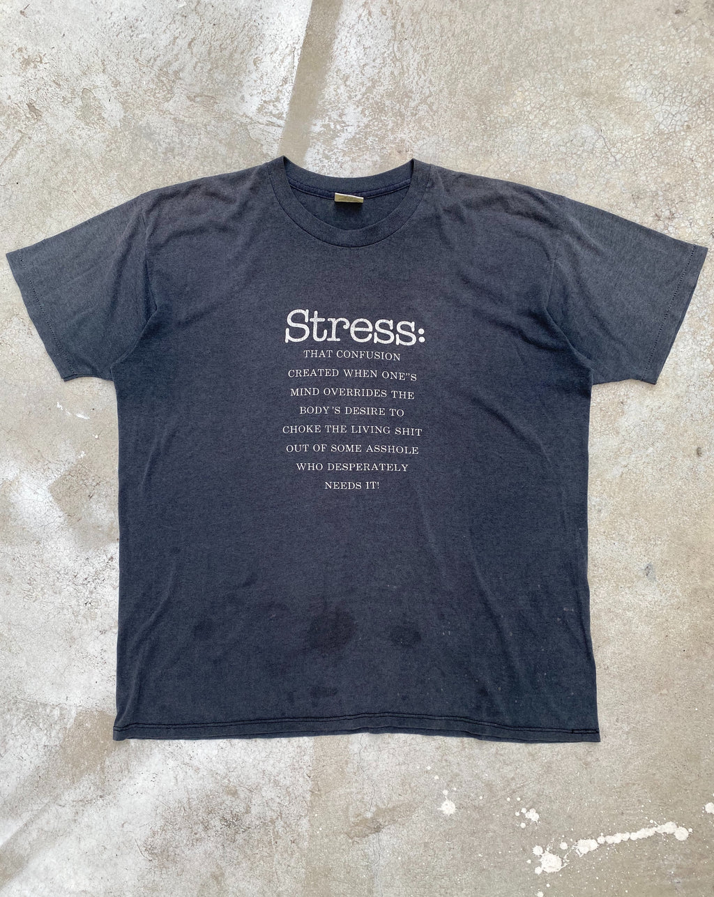 1980S ‘STRESS’ BLACK -FADED TEE (XL)