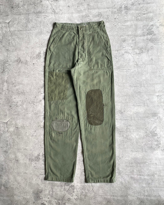 1960S PATCHED OG-107 SATEEN US ARMY TROUSERS (28-32)