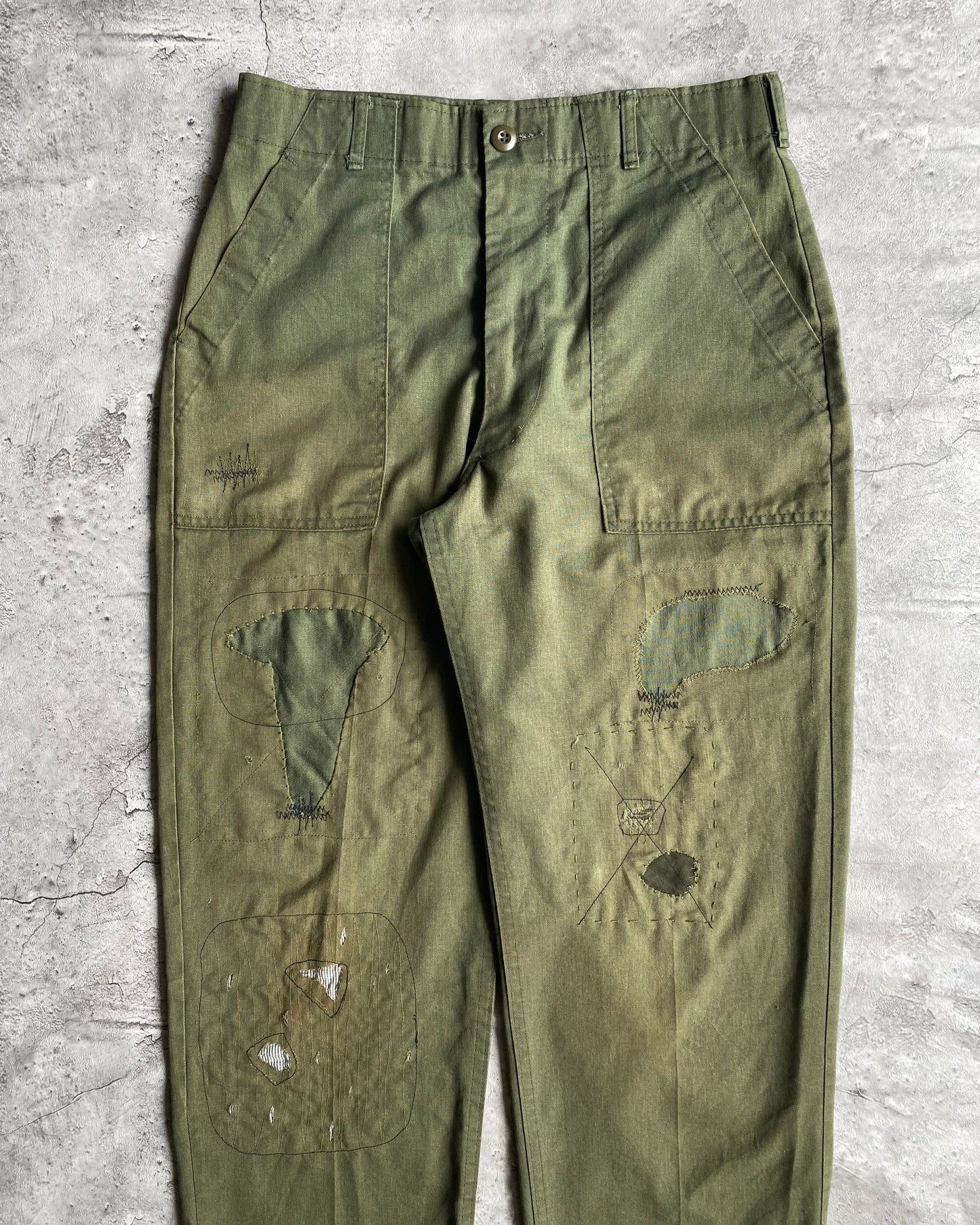 1970S PATCHED OG-507 US ARMY TROUSERS (32X29)