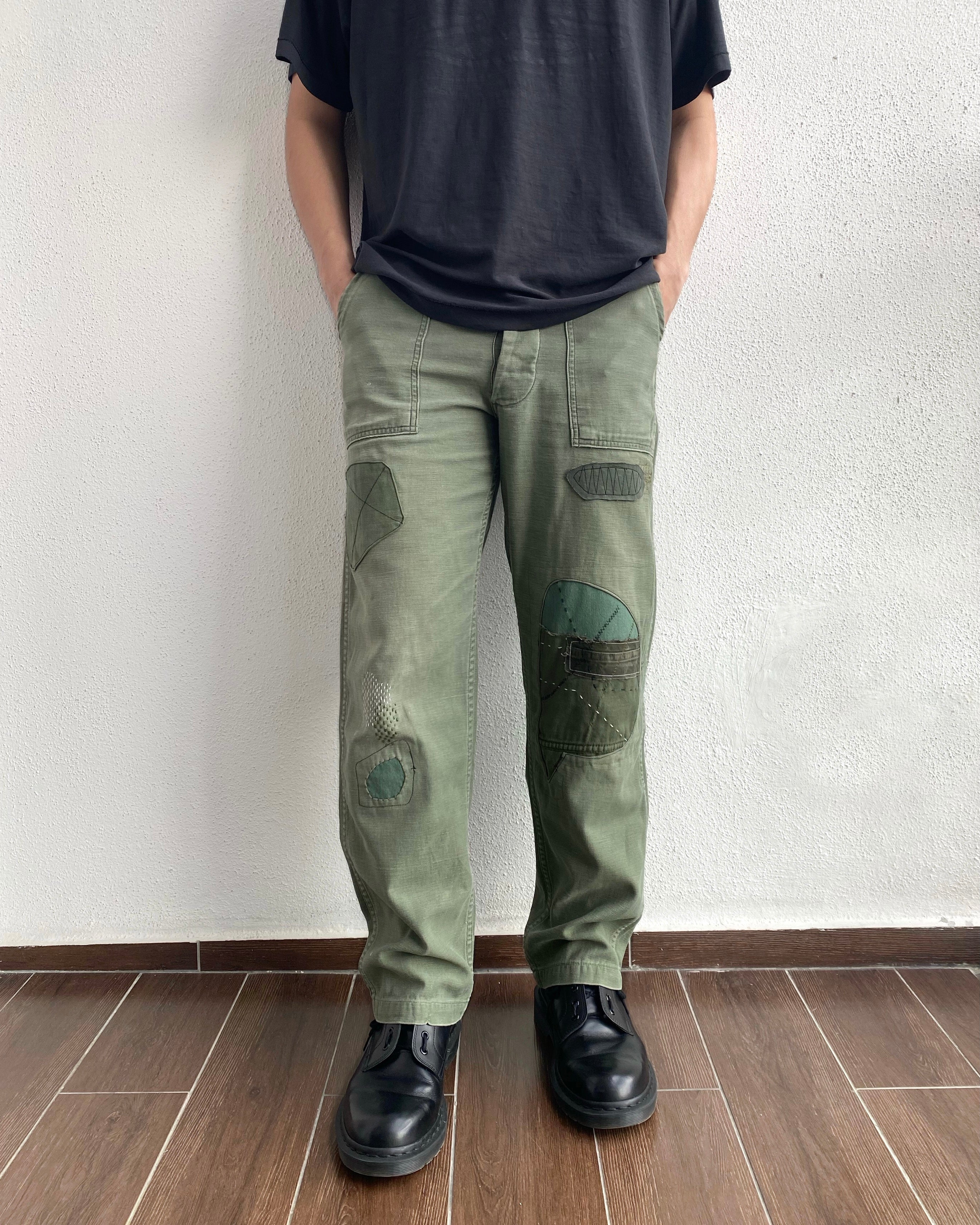 1970S PATCHED OG-107 SATEEN US ARMY TROUSERS (28-32)