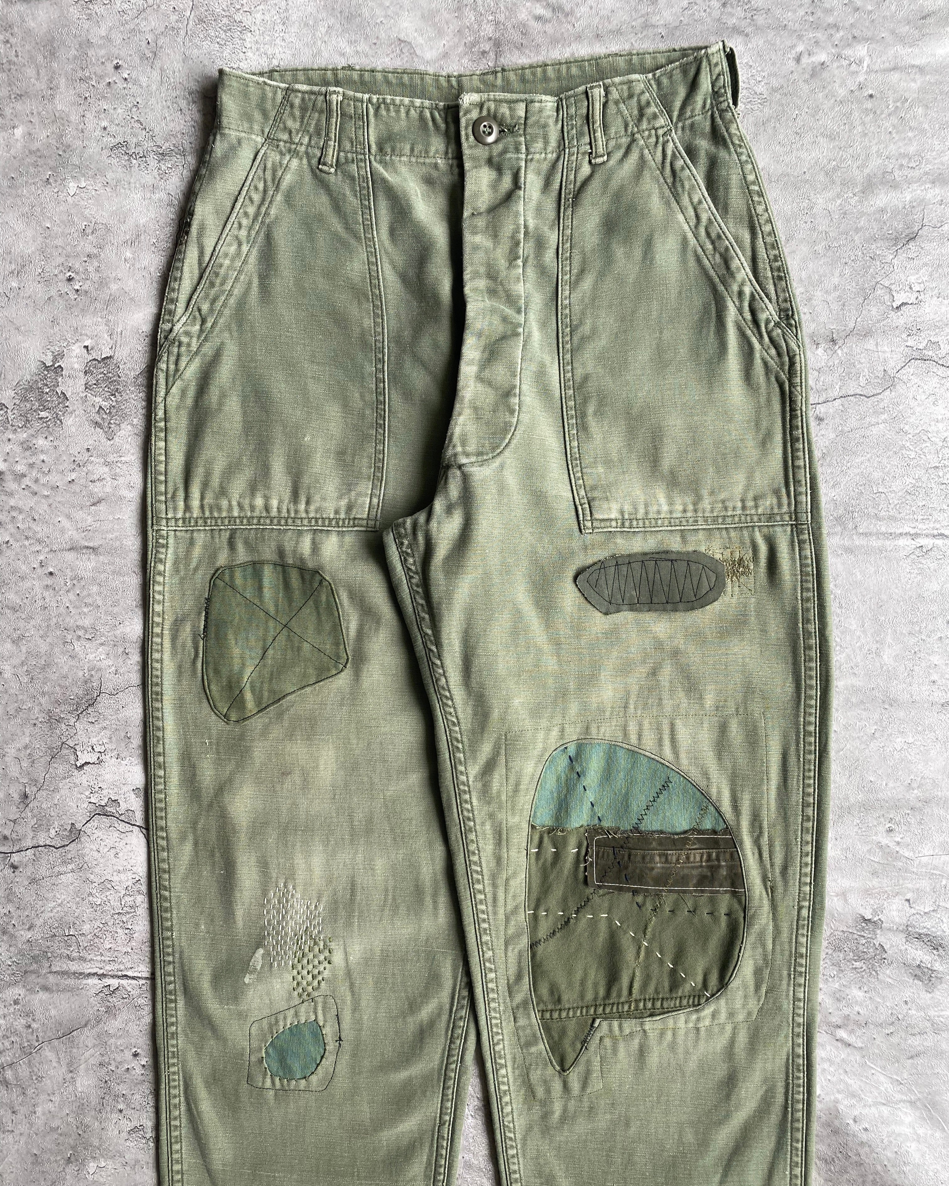1970S PATCHED OG-107 SATEEN US ARMY TROUSERS (28-32)