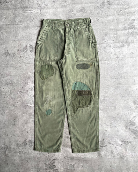 1970S PATCHED OG-107 SATEEN US ARMY TROUSERS (28-32)