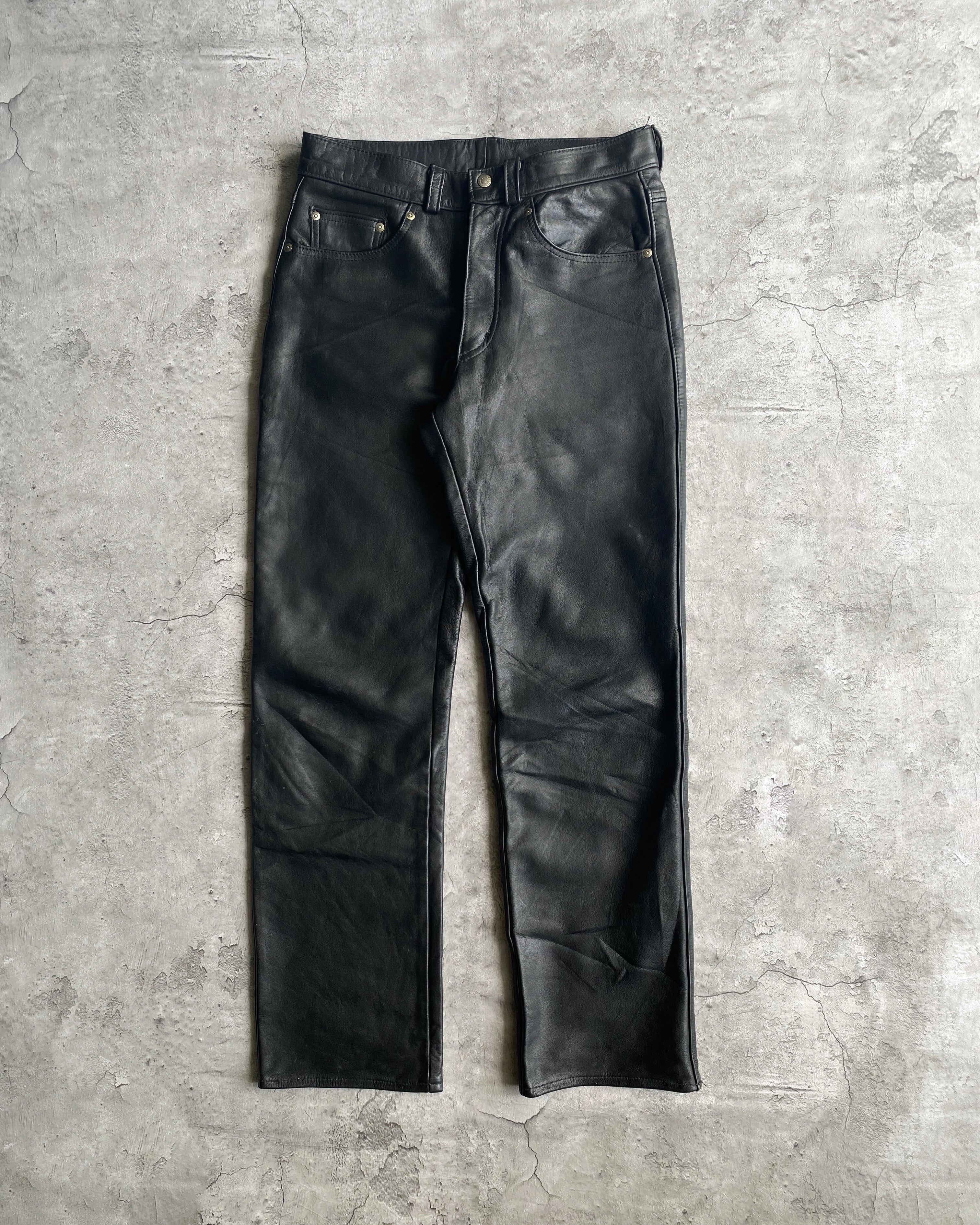 1980S SCHOTT BLACK LEATHER PANTS (30-32)
