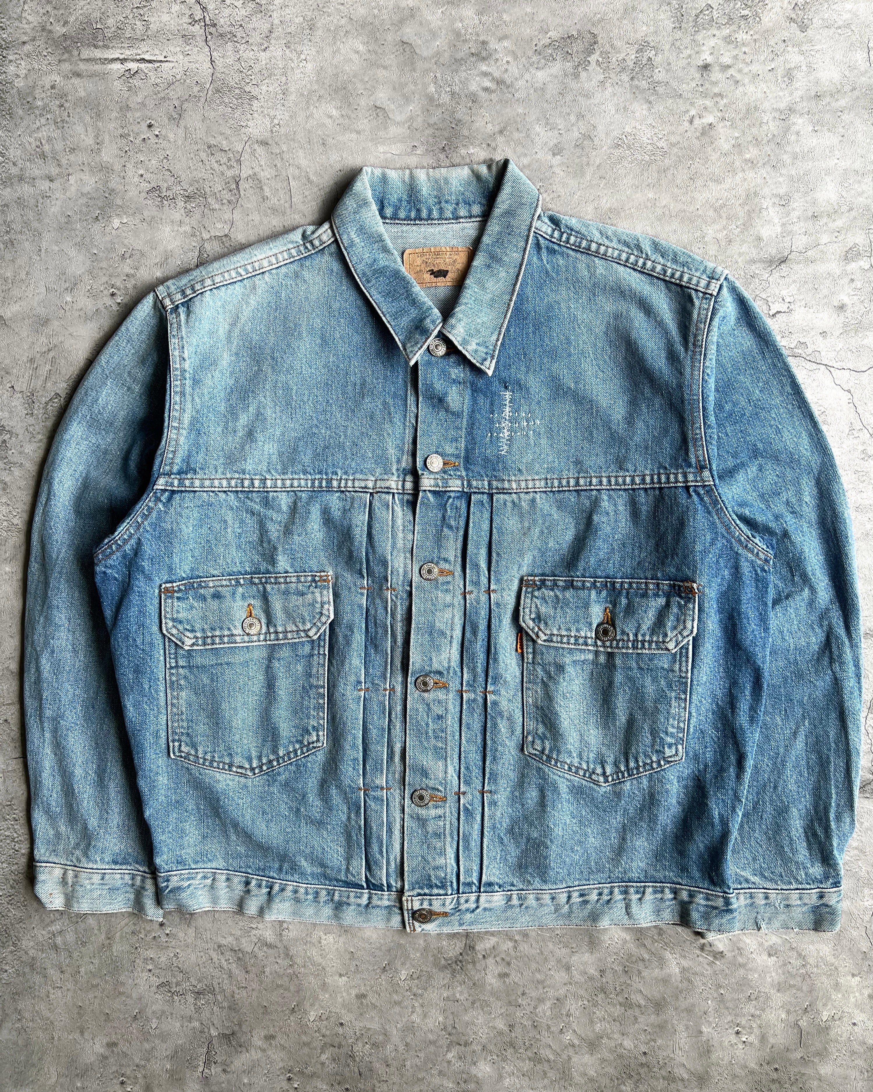 1990S FADED LEVI'S TYPE II SASHIKO DENIM JACKET (L/XL)