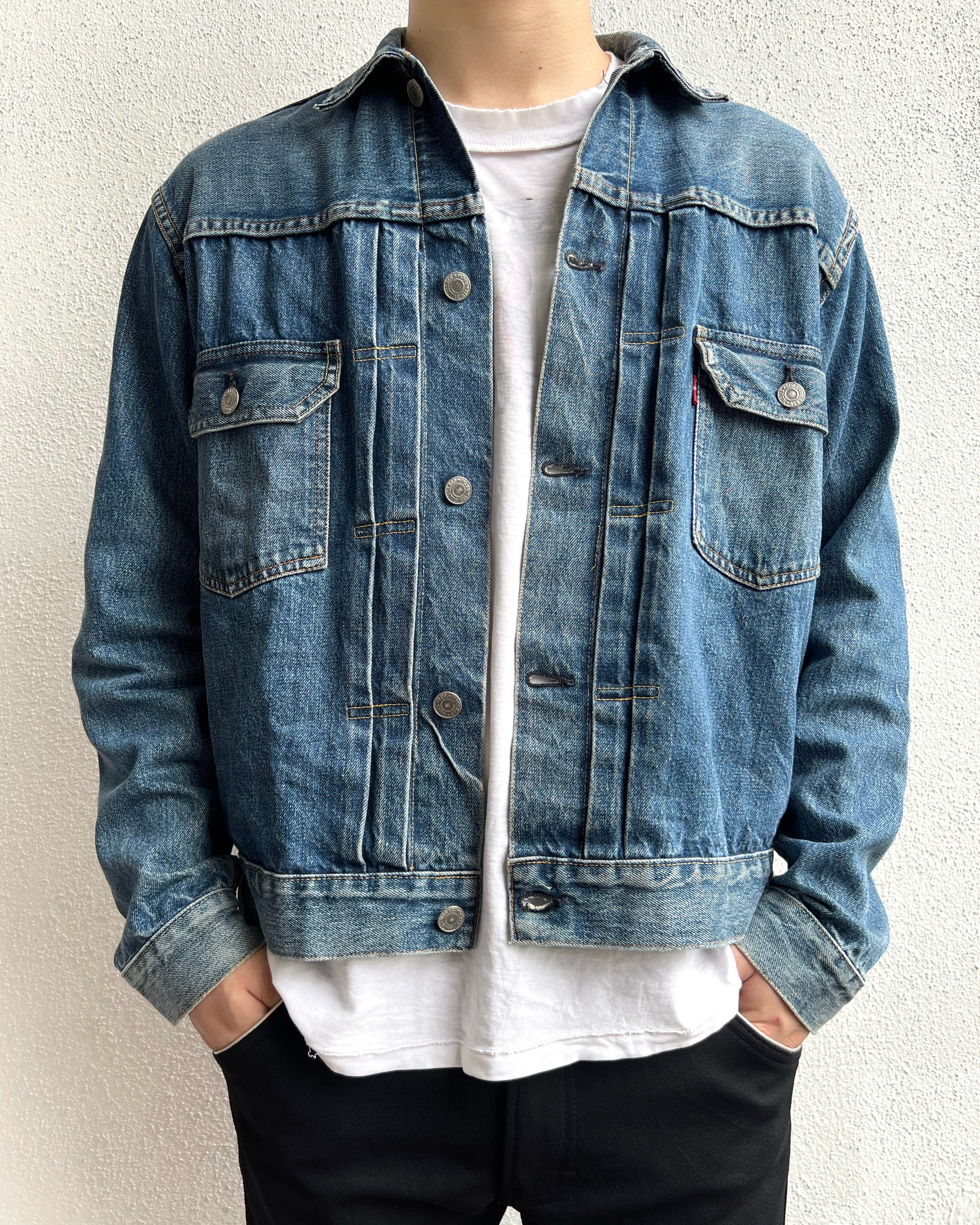 1990S FADED BIG E USA LEVI'S TYPE II SELVEDGE DENIM JACKET (M/L)