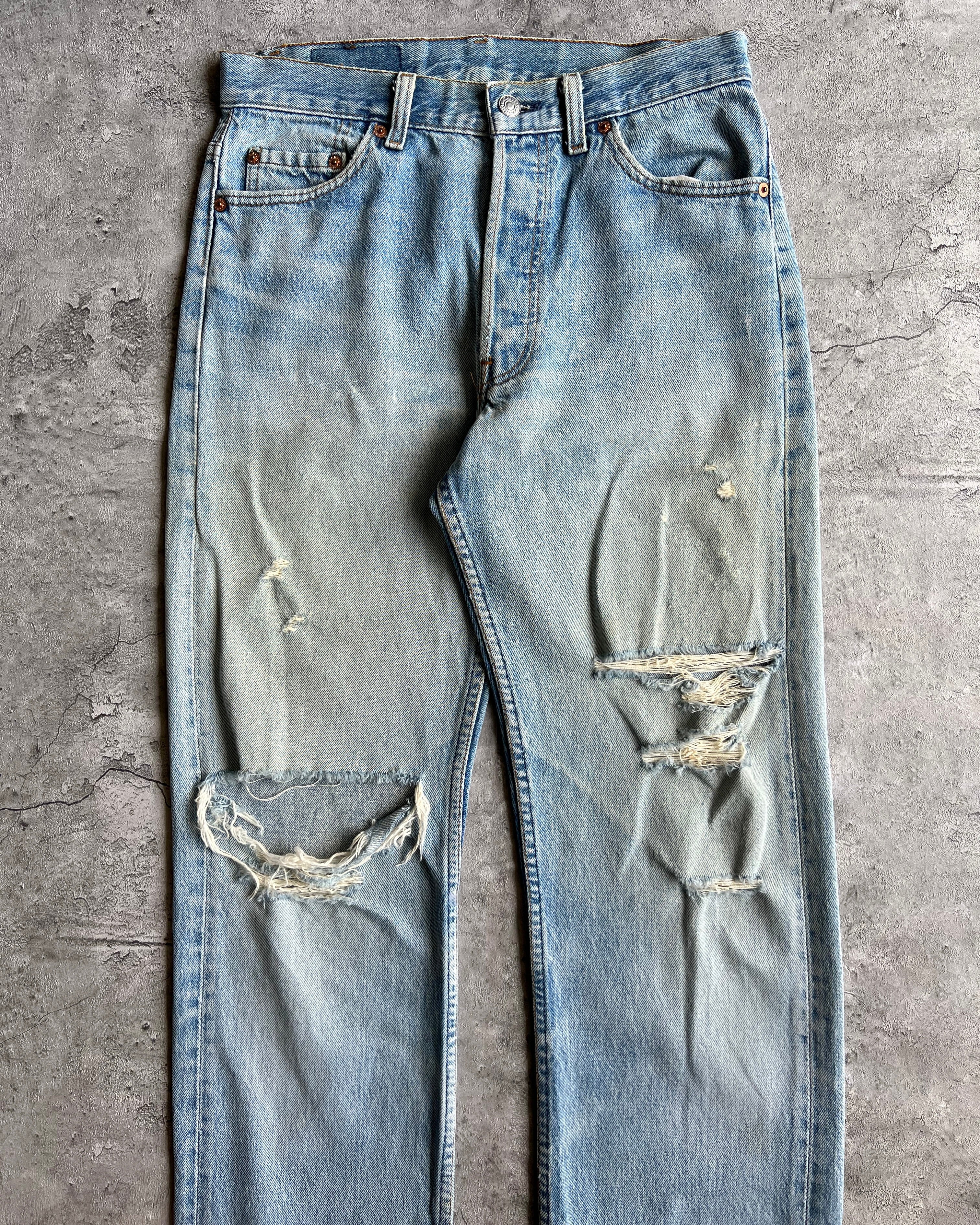 1980S FADED WASHED LEVI'S 501 DISTRESSED JEANS (31X36)