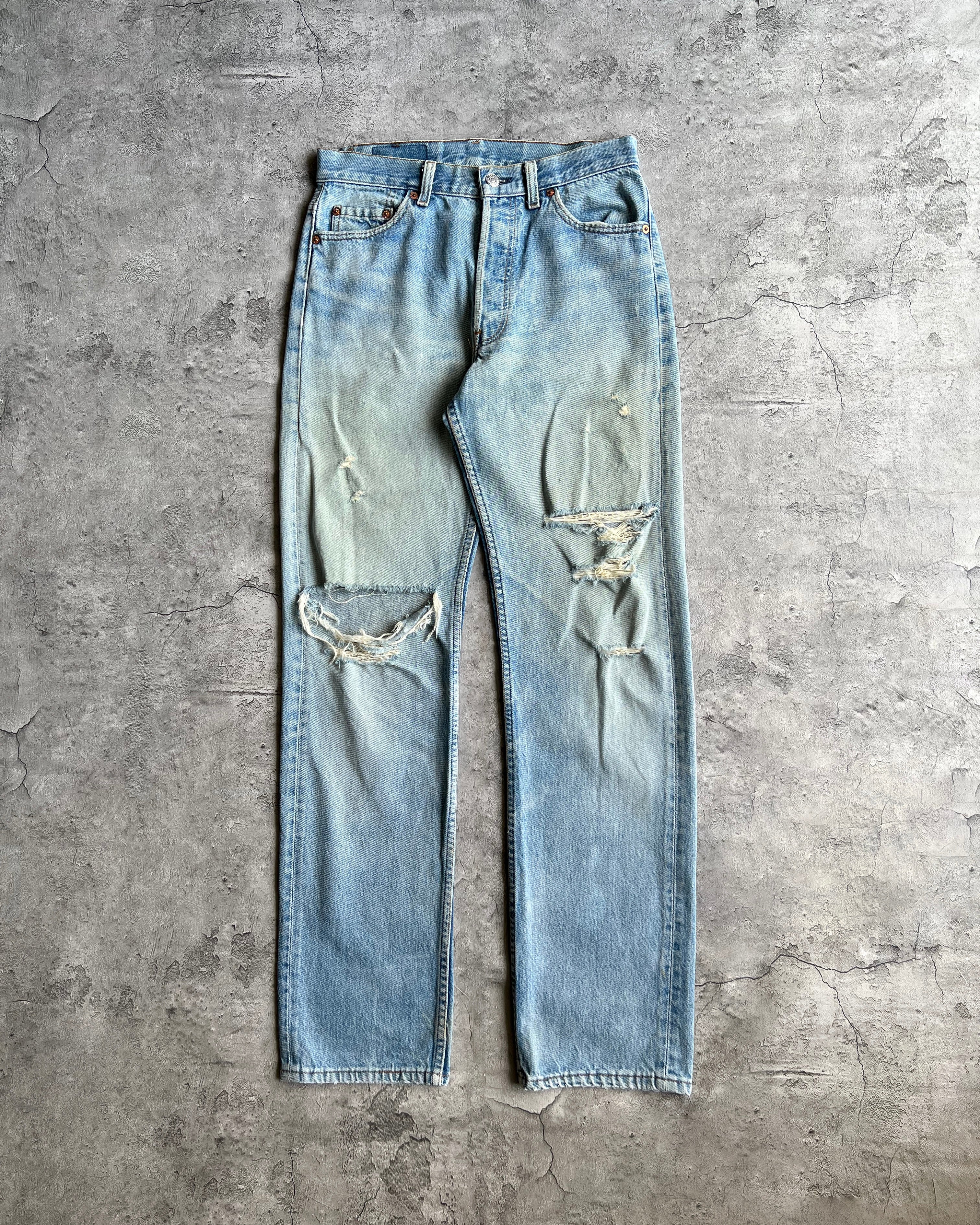 1980S FADED WASHED LEVI'S 501 DISTRESSED JEANS (31X36)