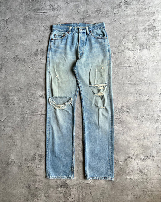 1980S FADED WASHED LEVI'S 501 DISTRESSED JEANS (31X36)