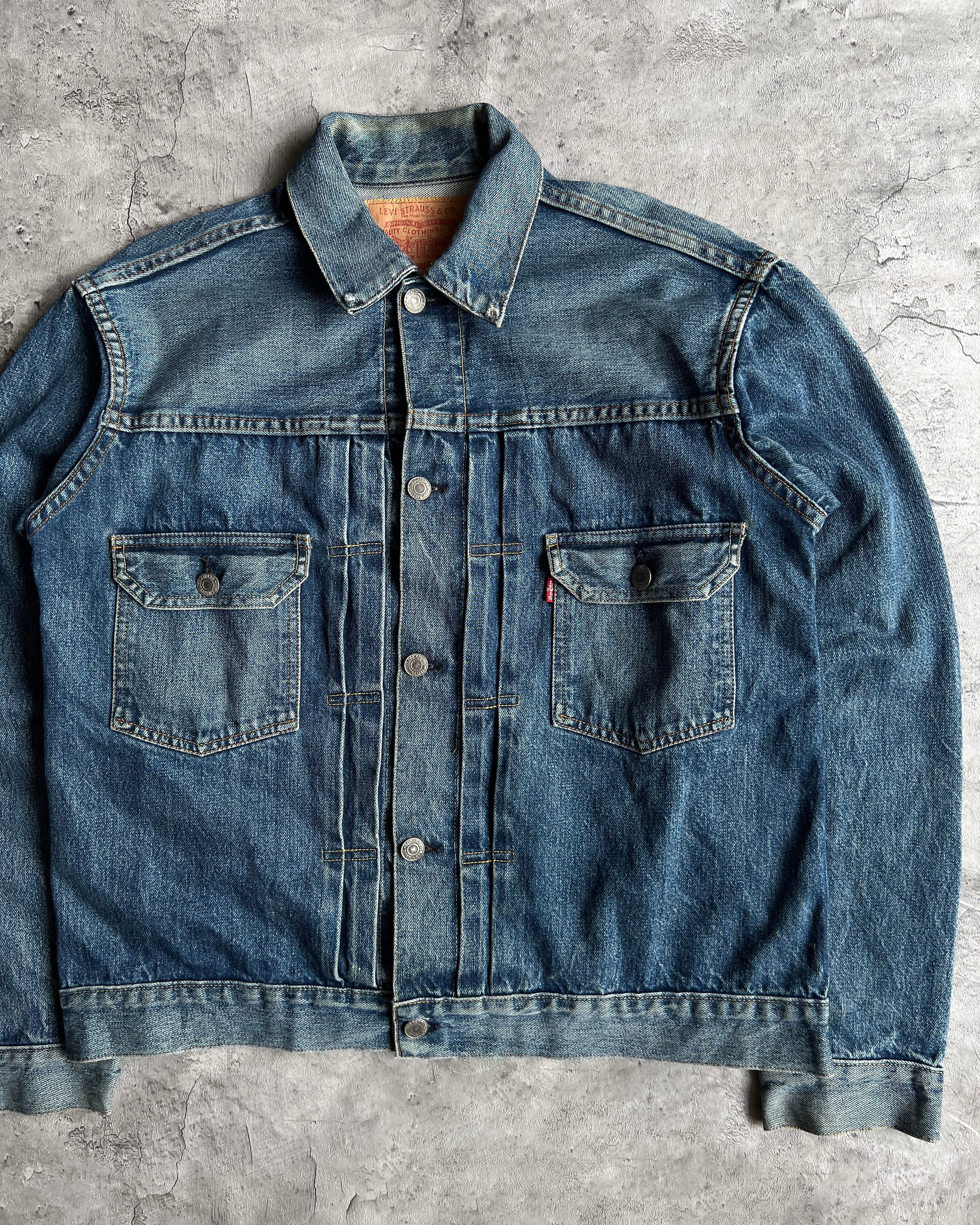 1990S FADED BIG E USA LEVI'S TYPE II SELVEDGE DENIM JACKET (M/L)