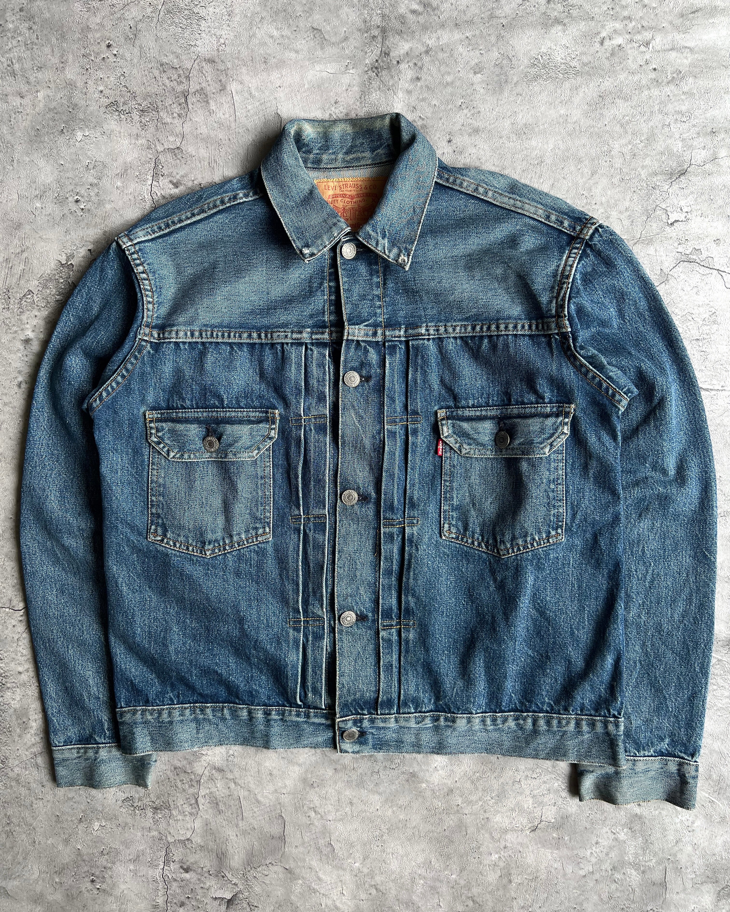 1990S FADED BIG E USA LEVI'S TYPE II SELVEDGE DENIM JACKET (M/L)