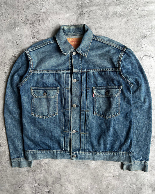 1990S FADED BIG E USA LEVI'S TYPE II SELVEDGE DENIM JACKET (M/L)