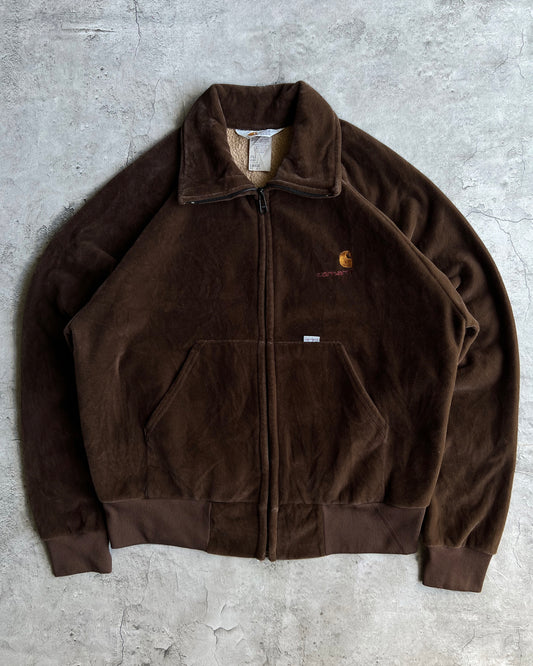 1990S BROWN VELOUR CARHARTT ZIPUP SWEATS (L)