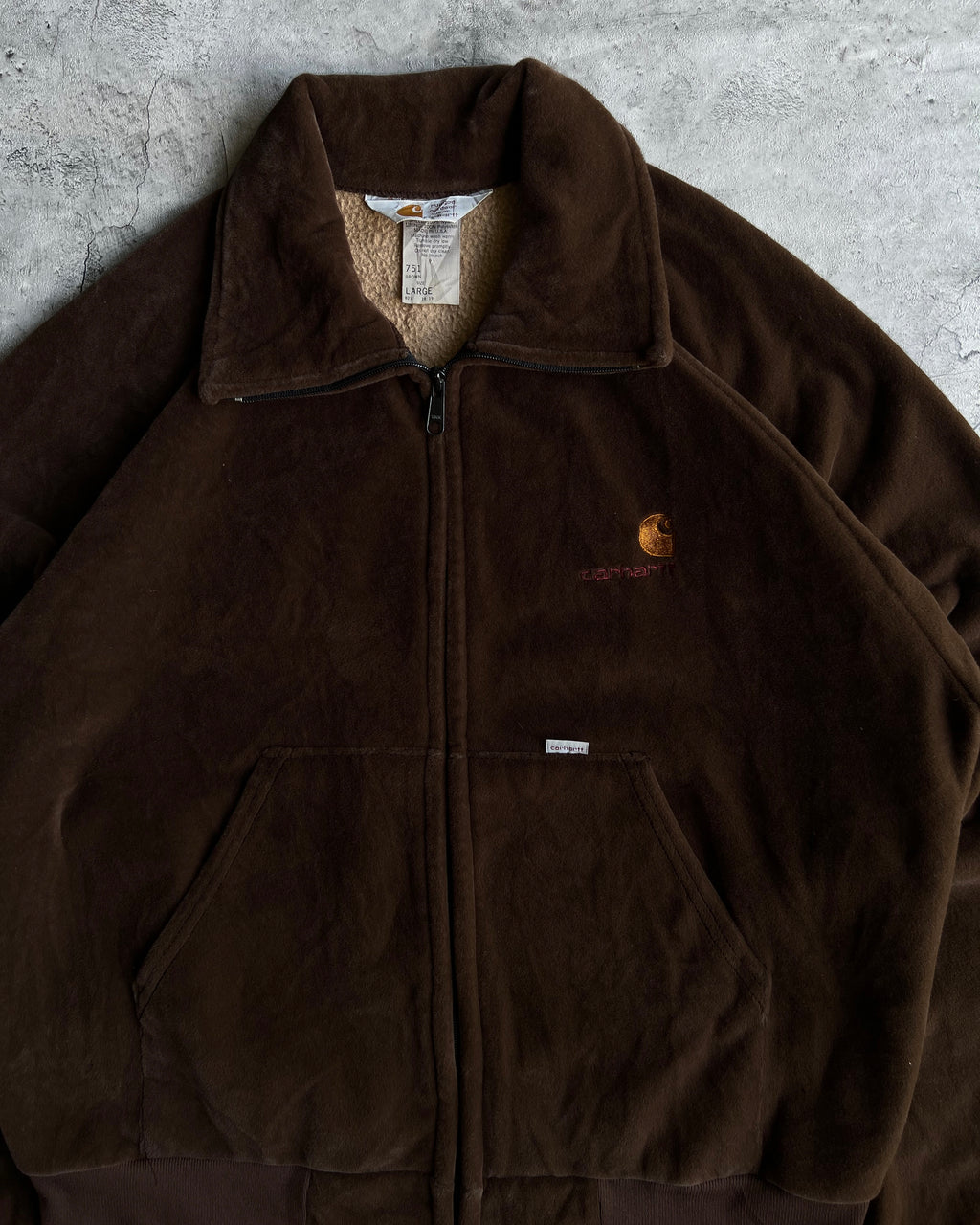 1990S BROWN VELOUR CARHARTT ZIPUP SWEATS (L)