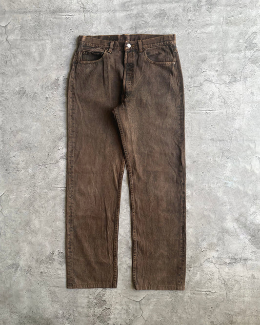 1990S BROWN STONE WASH LEVI'S 501 JEANS (33X31)