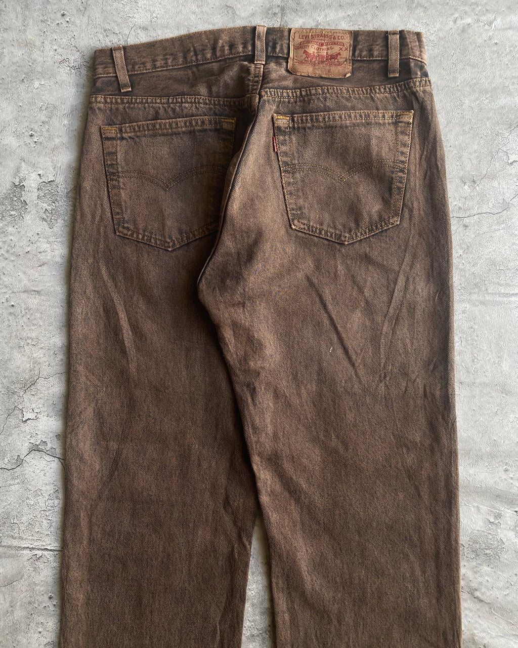 1990S BROWN STONE WASH LEVI'S 501 JEANS (33X31)