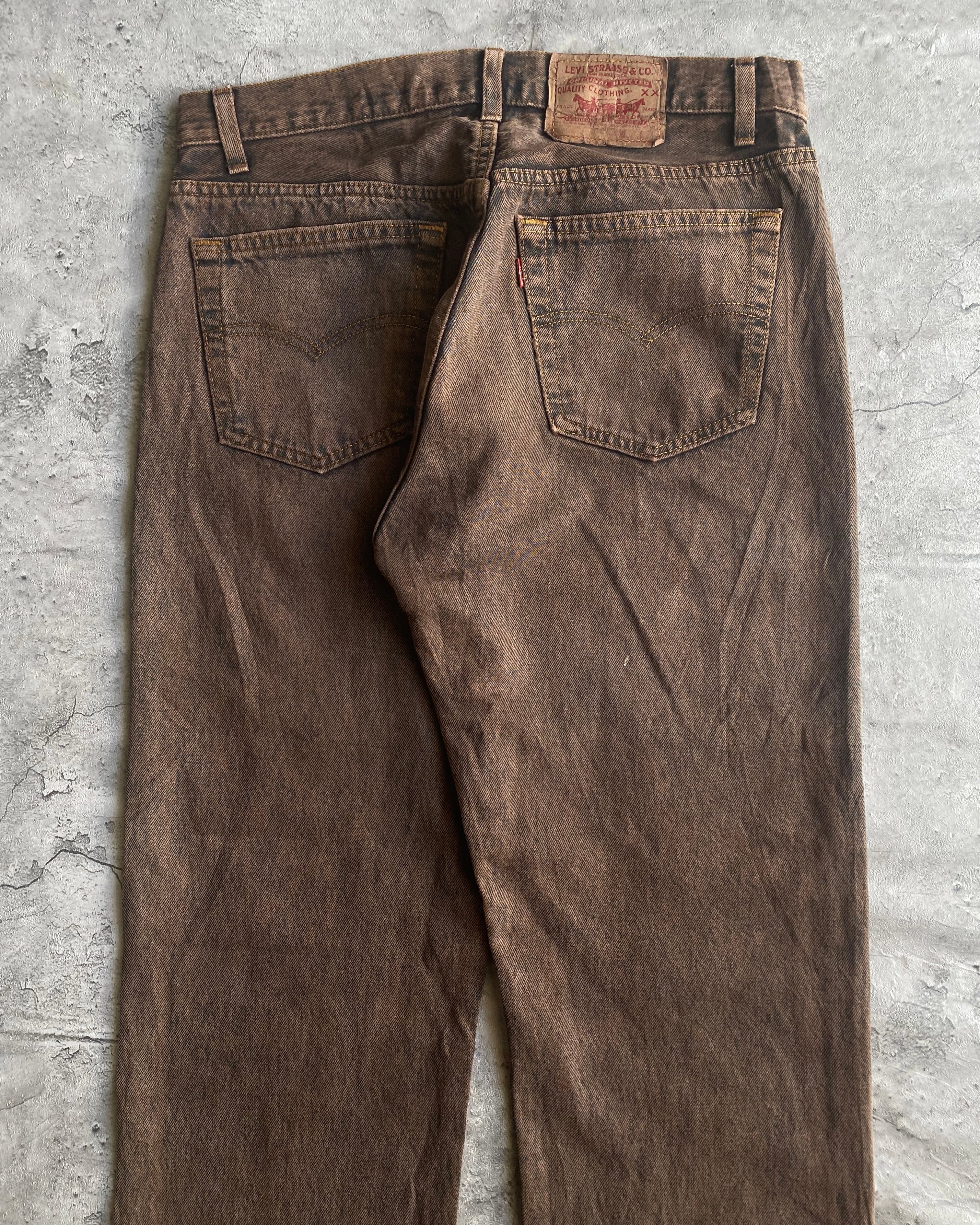 1990S BROWN STONE WASH LEVI'S 501 JEANS (33X31)
