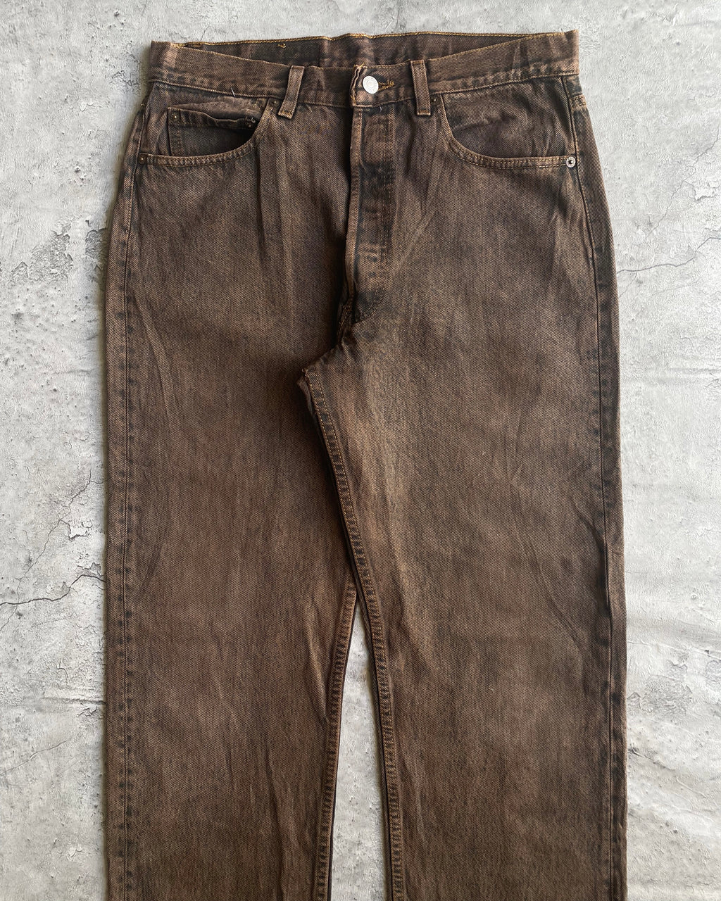 1990S BROWN STONE WASH LEVI'S 501 JEANS (33X31)