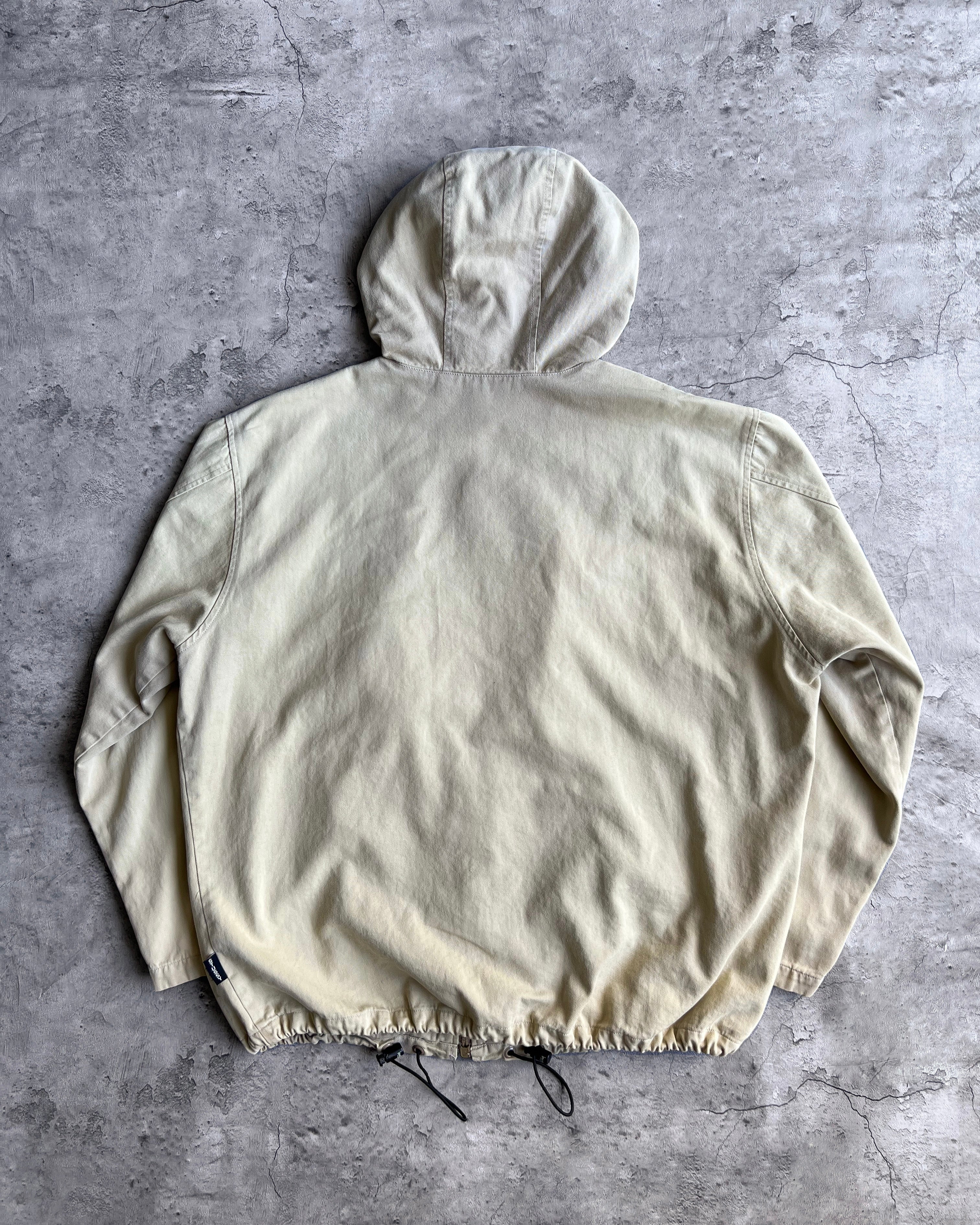 1990S/2000S CREAM STUSSY HOODED UTILITY JACKET (L)